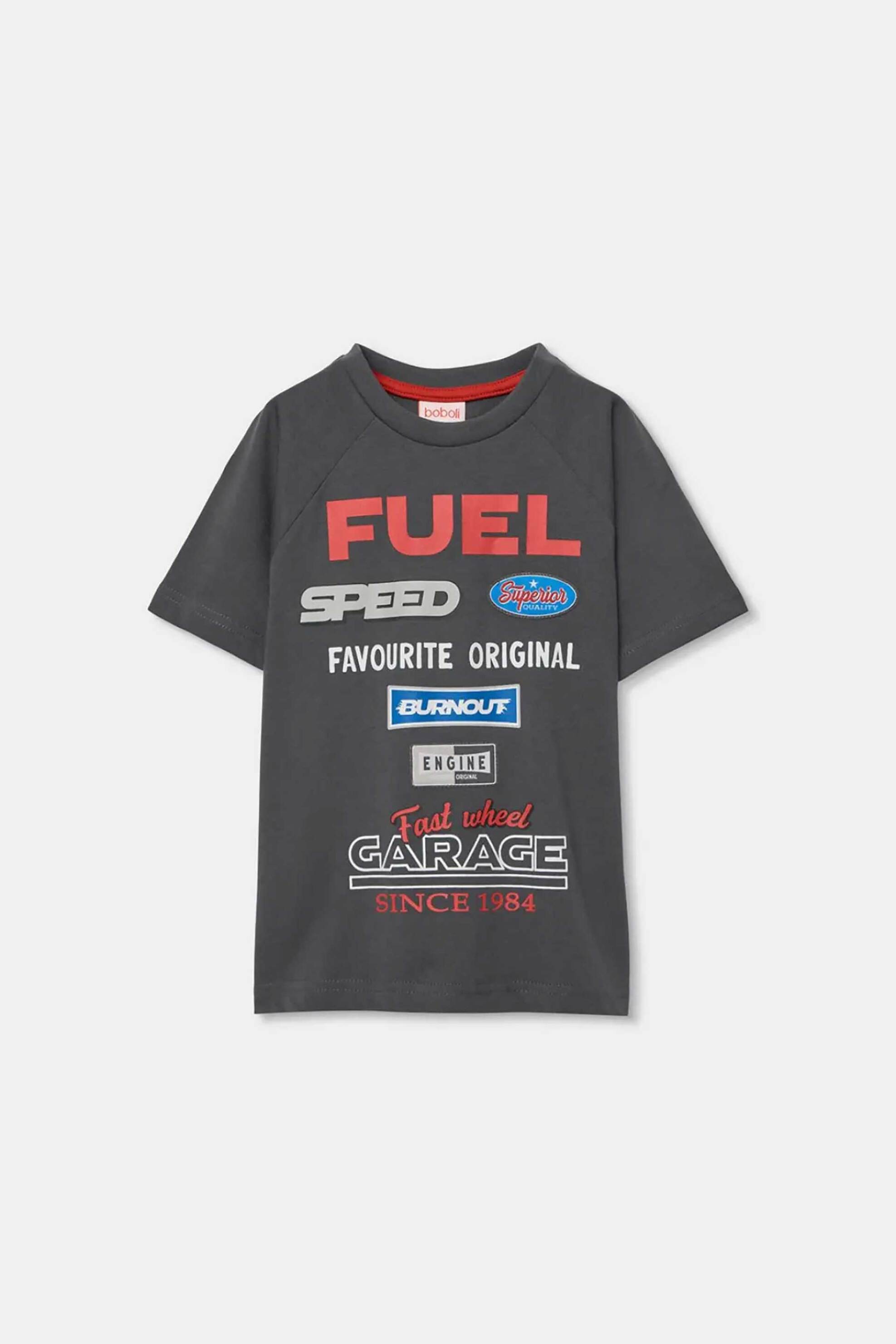 Boboli παιδικό Τ-shirt με letter print - 603076 Ανθρακί