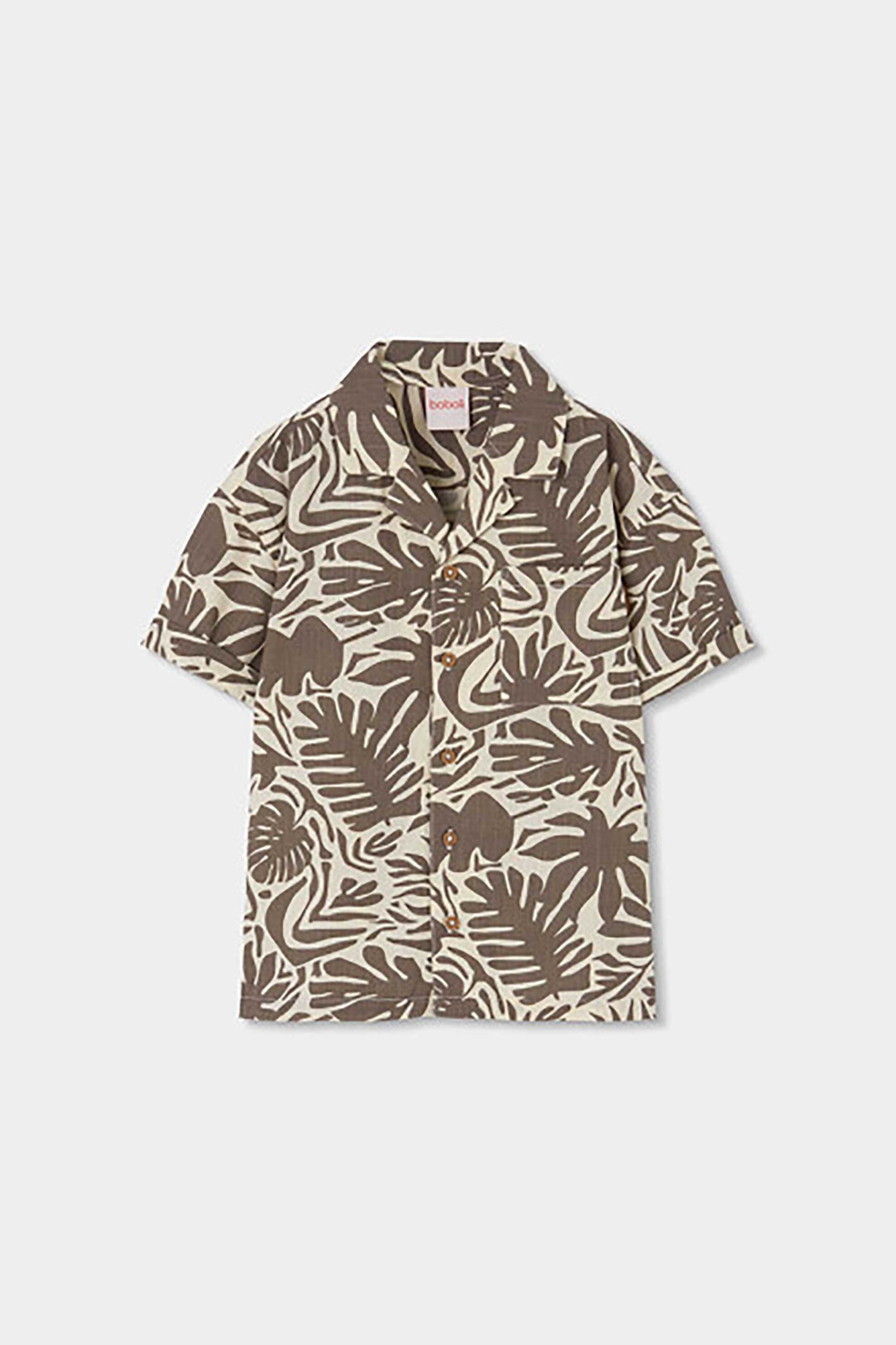Boboli παιδικό πουκάμισο με print - 623056 Καφέ