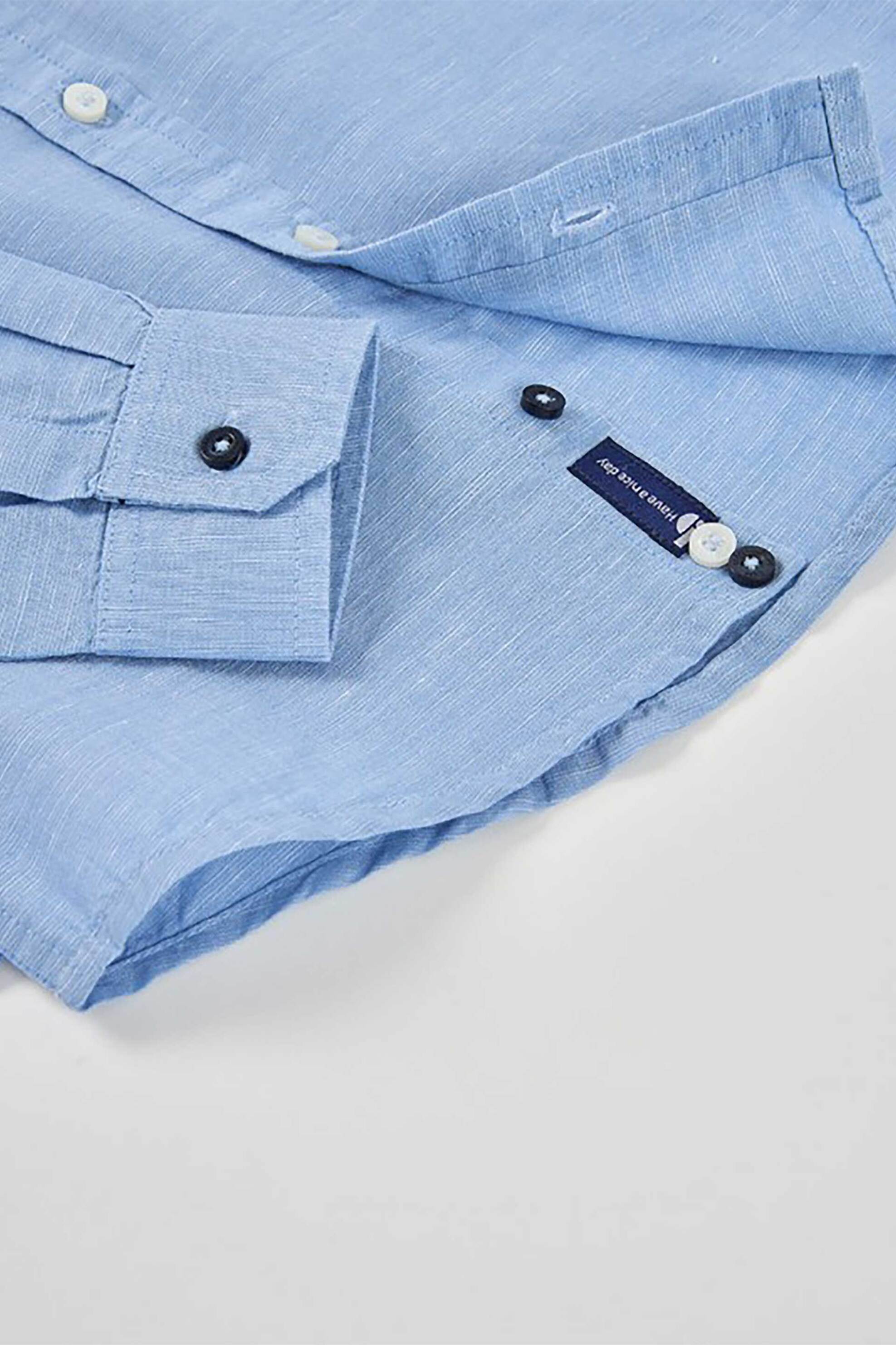 Boboli Παιδικό Πουκάμισο Μονόχρωμο - 873019 Denim Blue Ανοιχτό