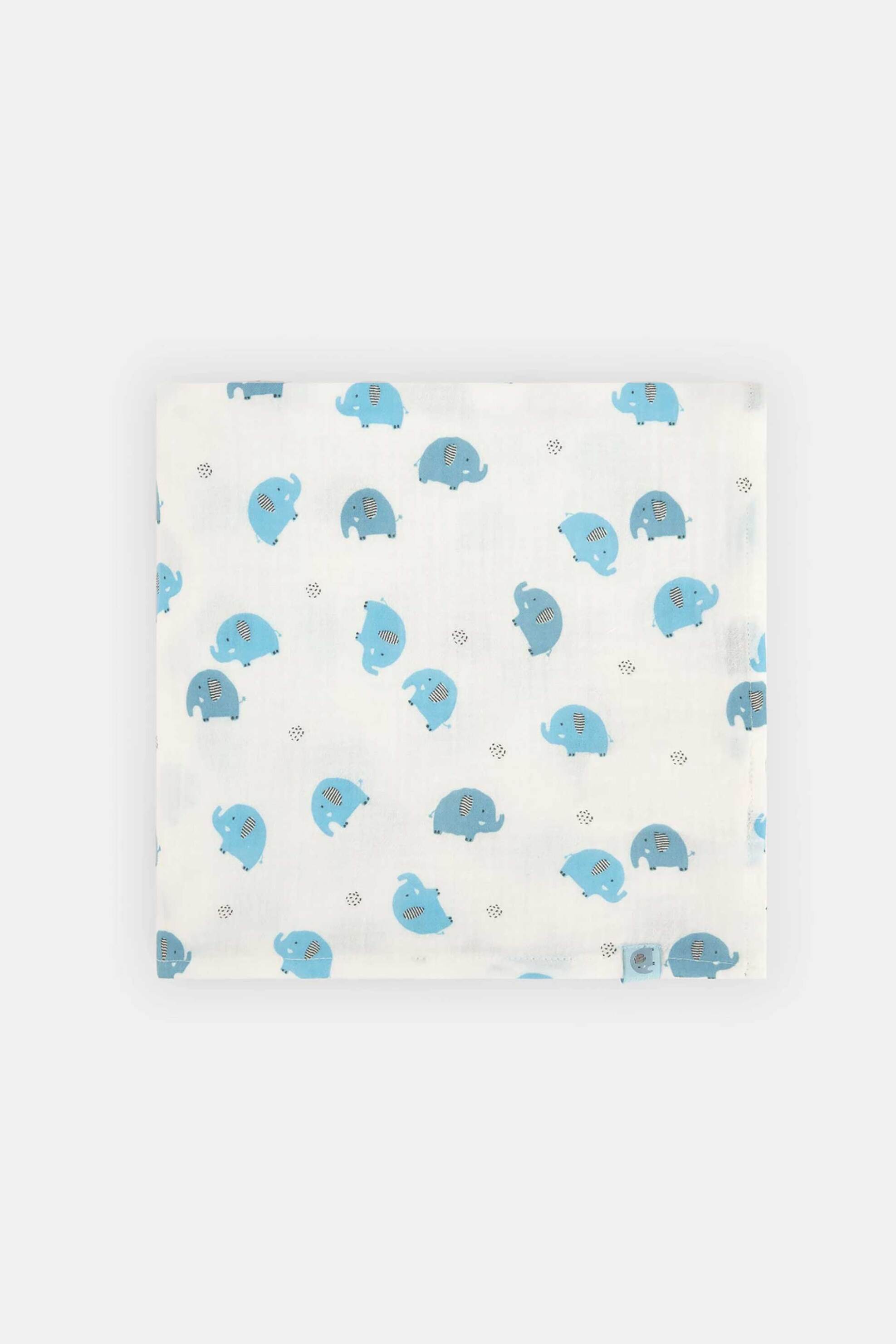 Boboli βρεφική κουβέρτα με print ελεφαντάκια - 213051-** Λευκό