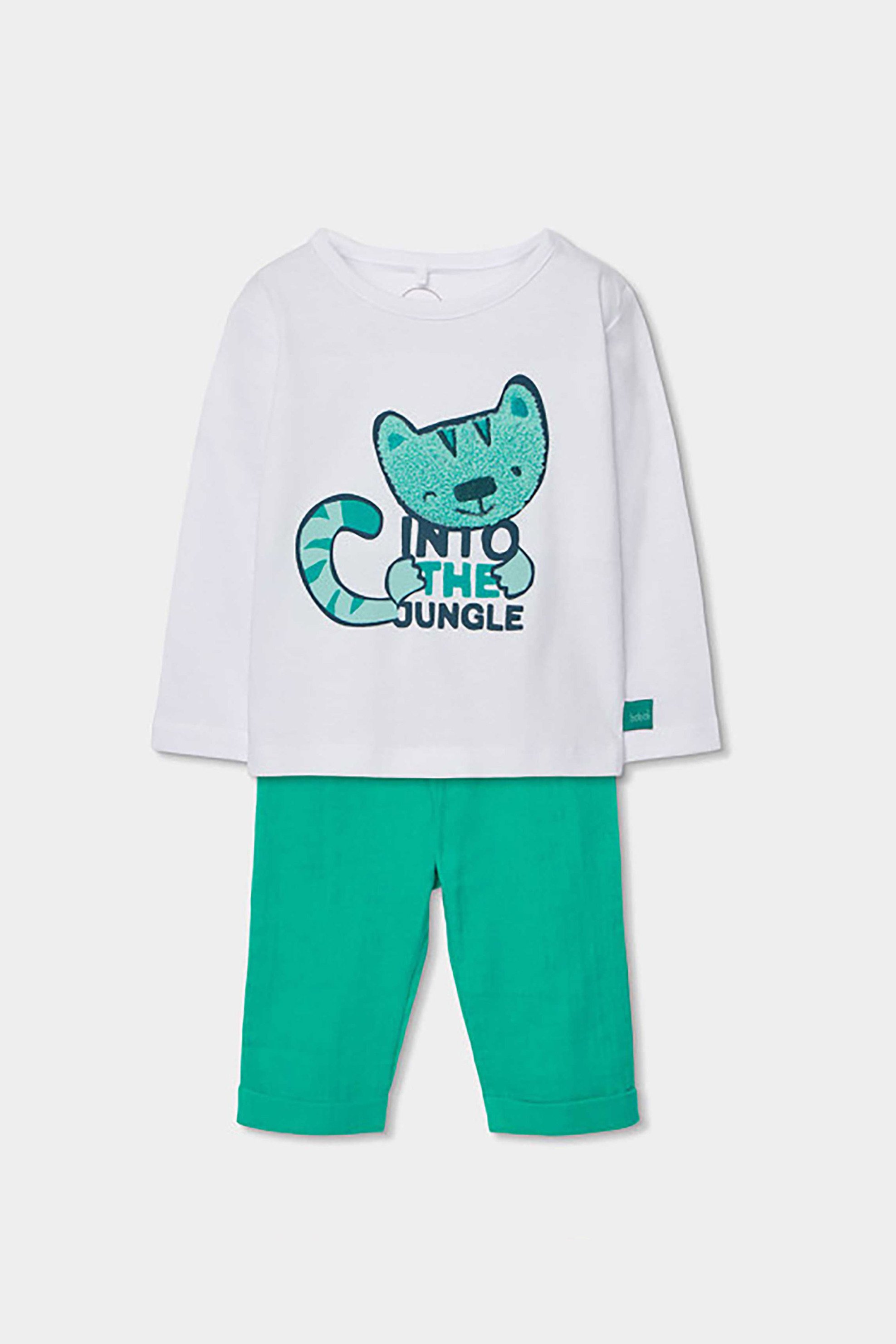 Boboli βρεφικό σετ μπλούζα και παντελόνι (2 τεμάχια) - 233008 Λευκό