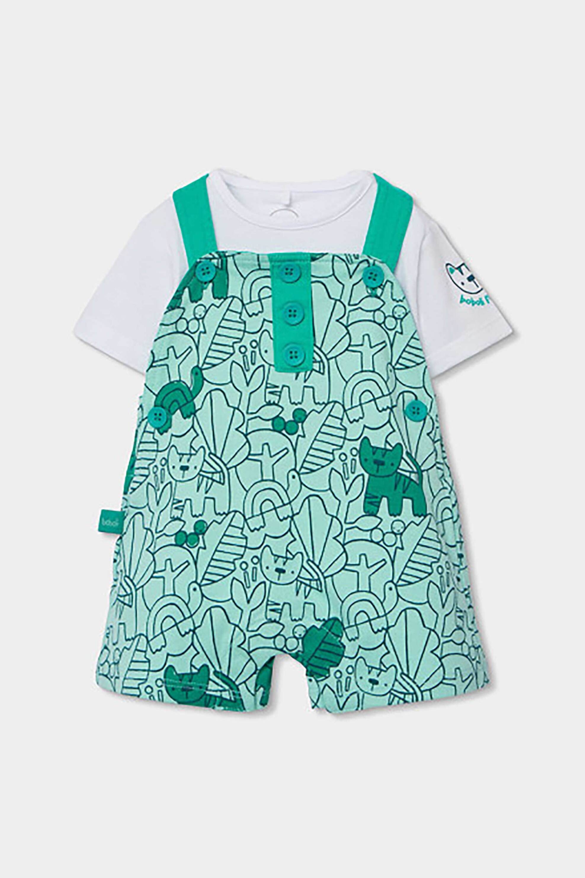 Boboli βρεφικό σετ σαλοπέτα και μπλούζα (2 τεμάχια) - 233020 Πράσινο Μέντας