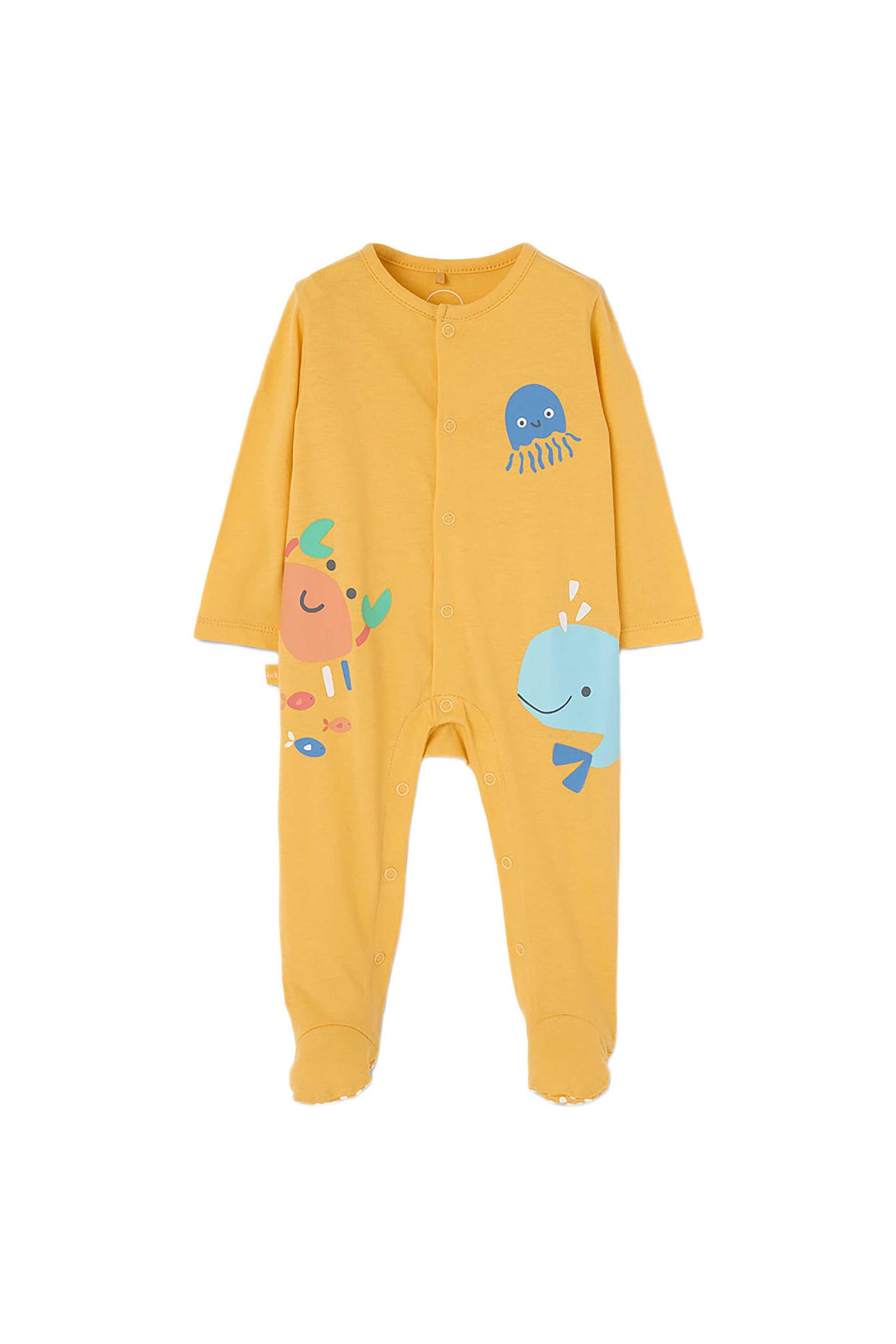 Boboli βρεφικό ολόσωμο φορμάκι με ζωάκια - 243043 Μουσταρδί