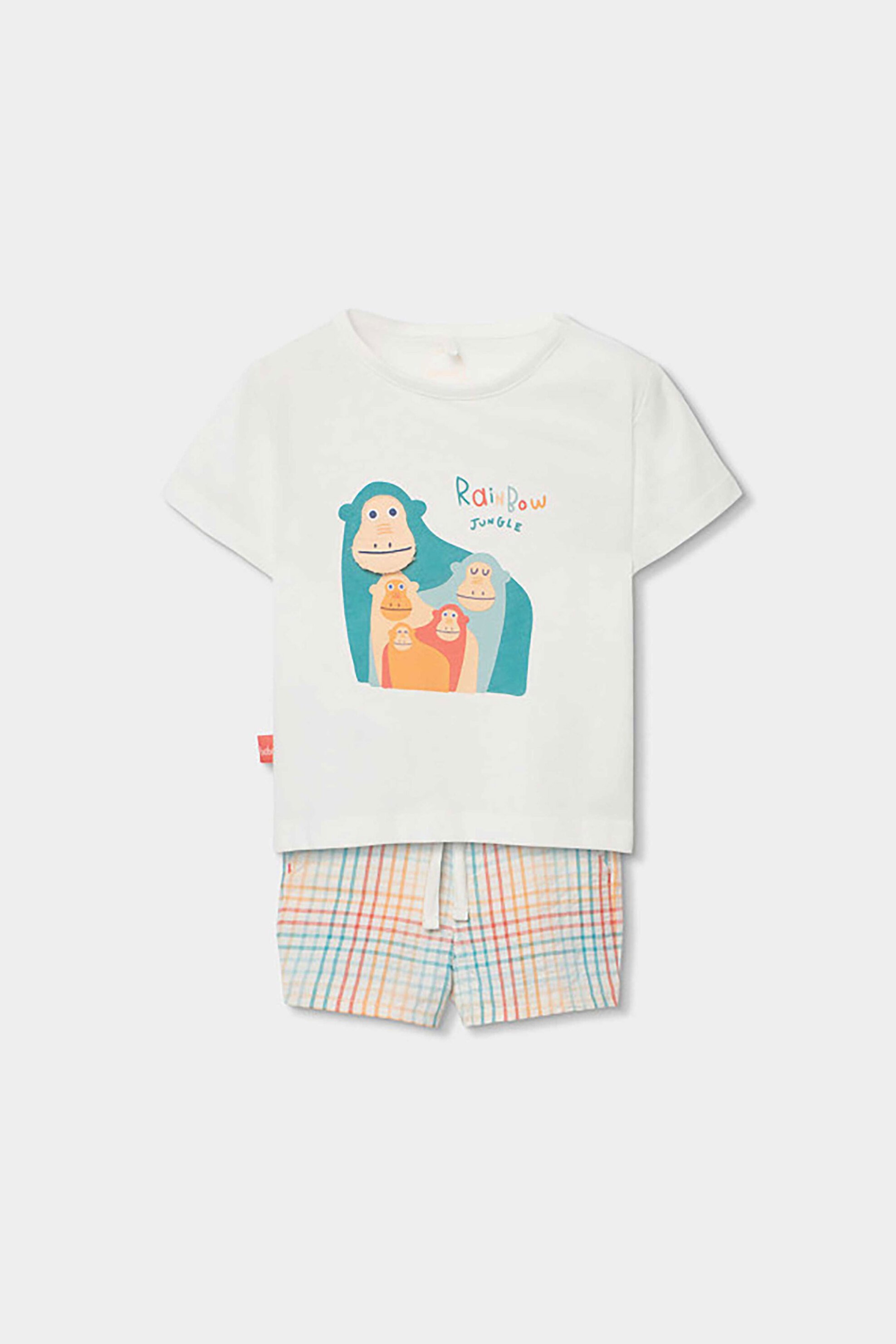 Boboli βρεφικό σετ μπλούζα και βερμούδα (2 τεμάχια) - 253099 Λευκό