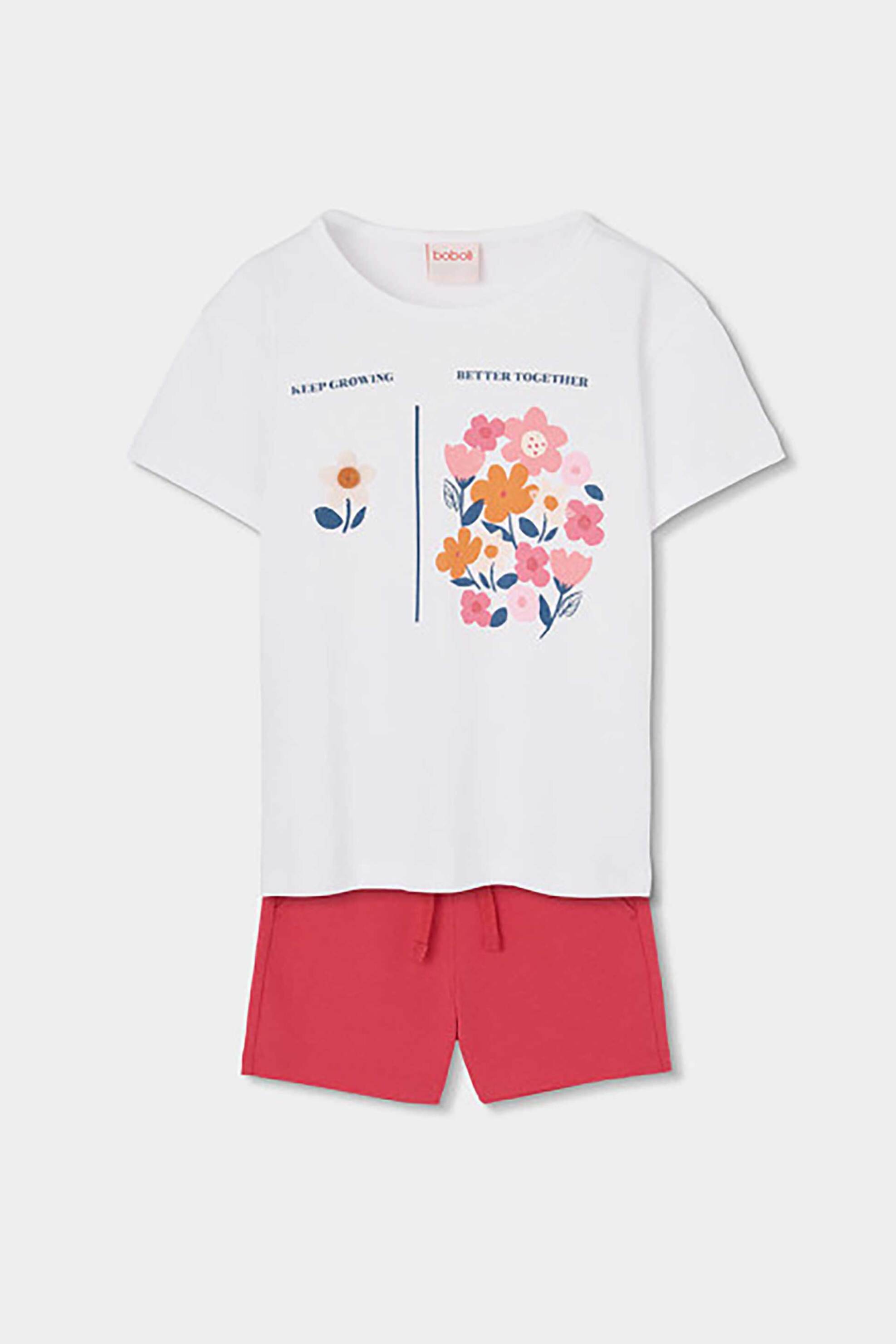 Boboli παιδικό σετ μπλούζα και σορτς (2 τεμάχια) - 323132 Λευκό