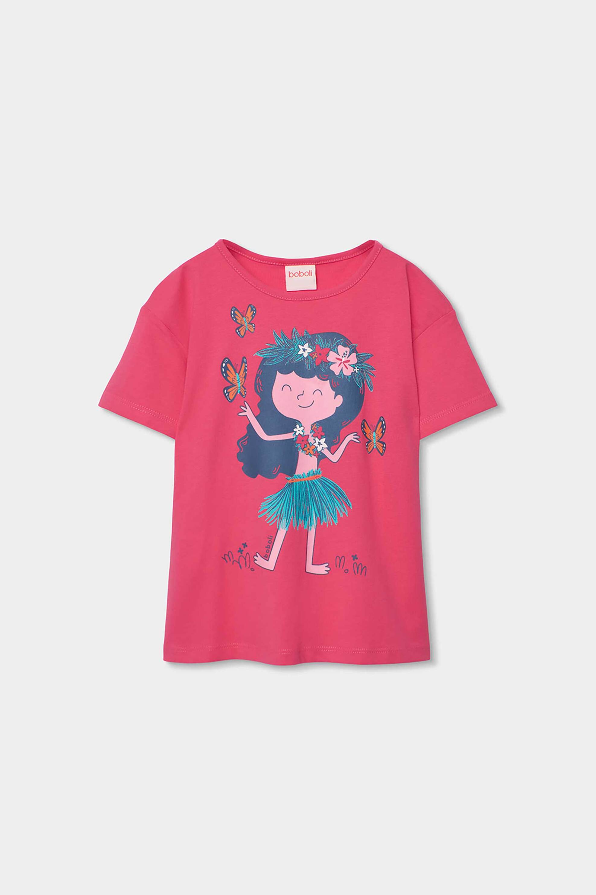 Boboli παιδικό Τ-shirt με τύπωμα κορίτσι - 493028 Κόκκινο