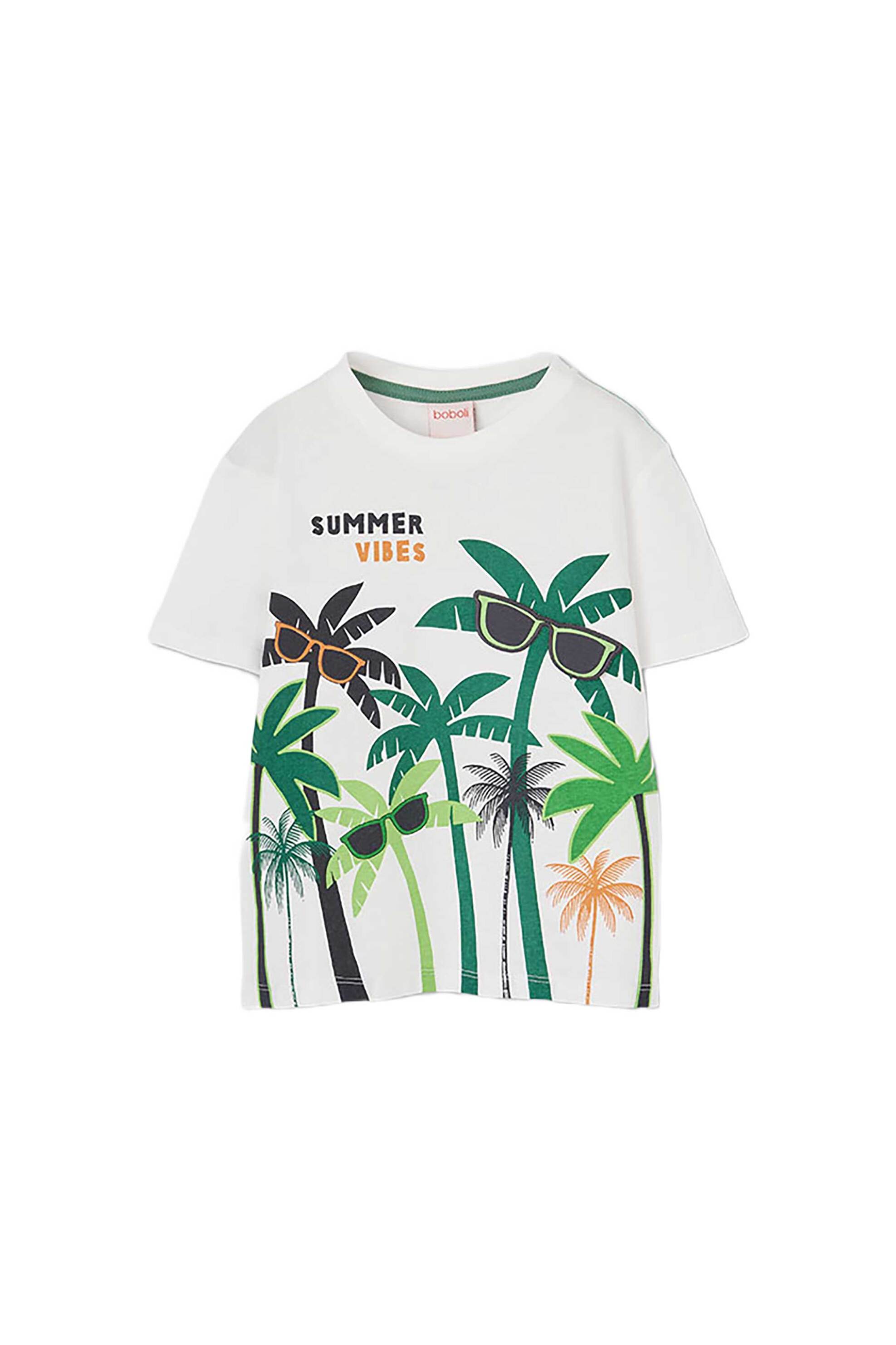 Boboli παιδικό Τ-shirt με print φοίνικες - 513032 Λευκό