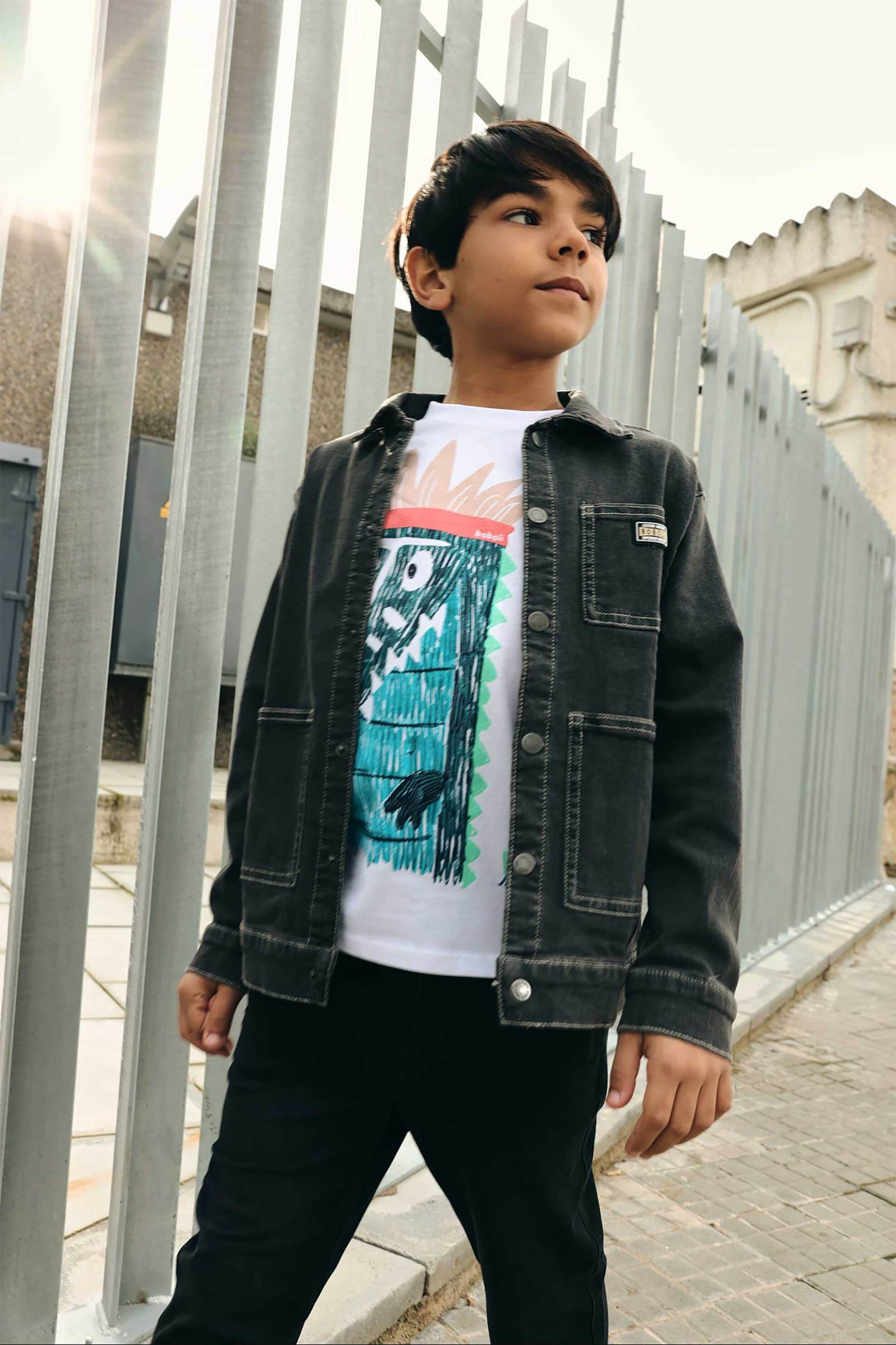 Boboli παιδικό denim jacket - 603111 Γκρι