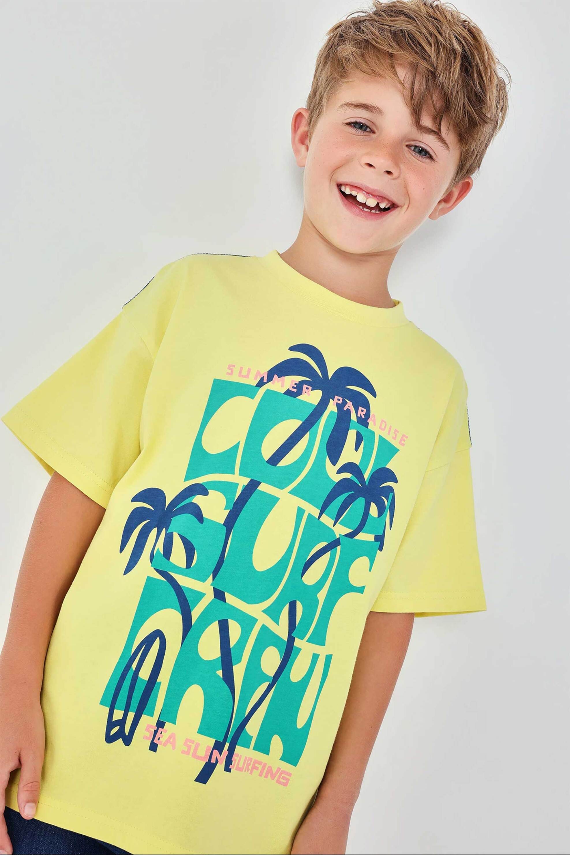 Boboli παιδικό Τ-shirt με letter print - 613134 Κίτρινο