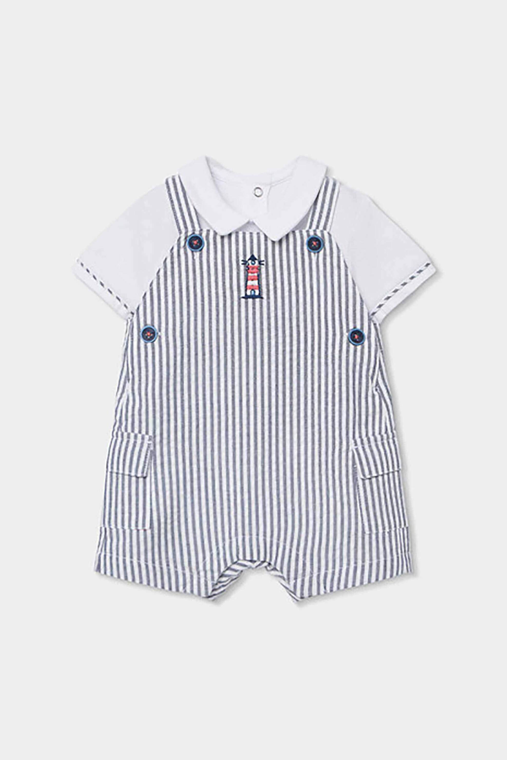 Boboli βρεφικό σετ σαλοπέτα και φορμάκι (2 τεμάχια) - 803012 Σκούρο Μπλε