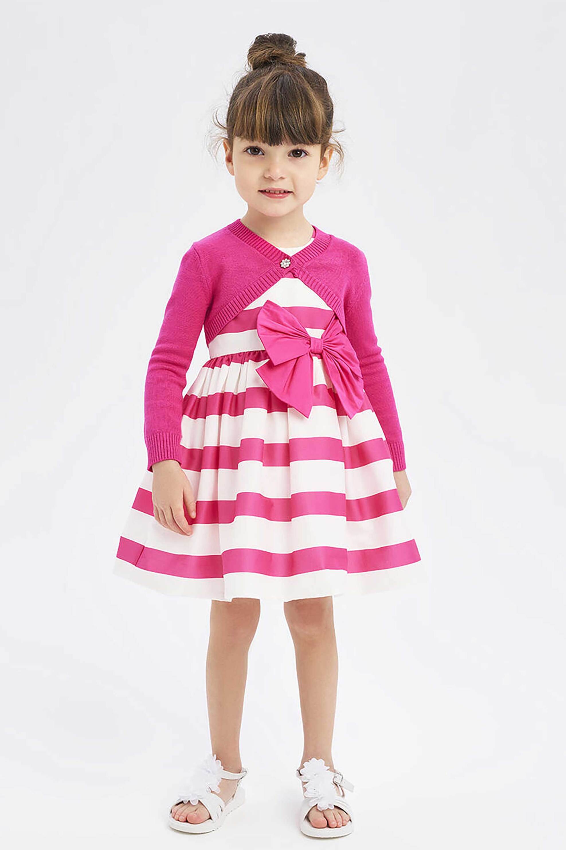 I Do παιδικό αμάνικο φόρεμα με ριγέ σχέδιο και φιόγκο - 4.8317/00 Φούξια 9-4843000360|ED2605|6A