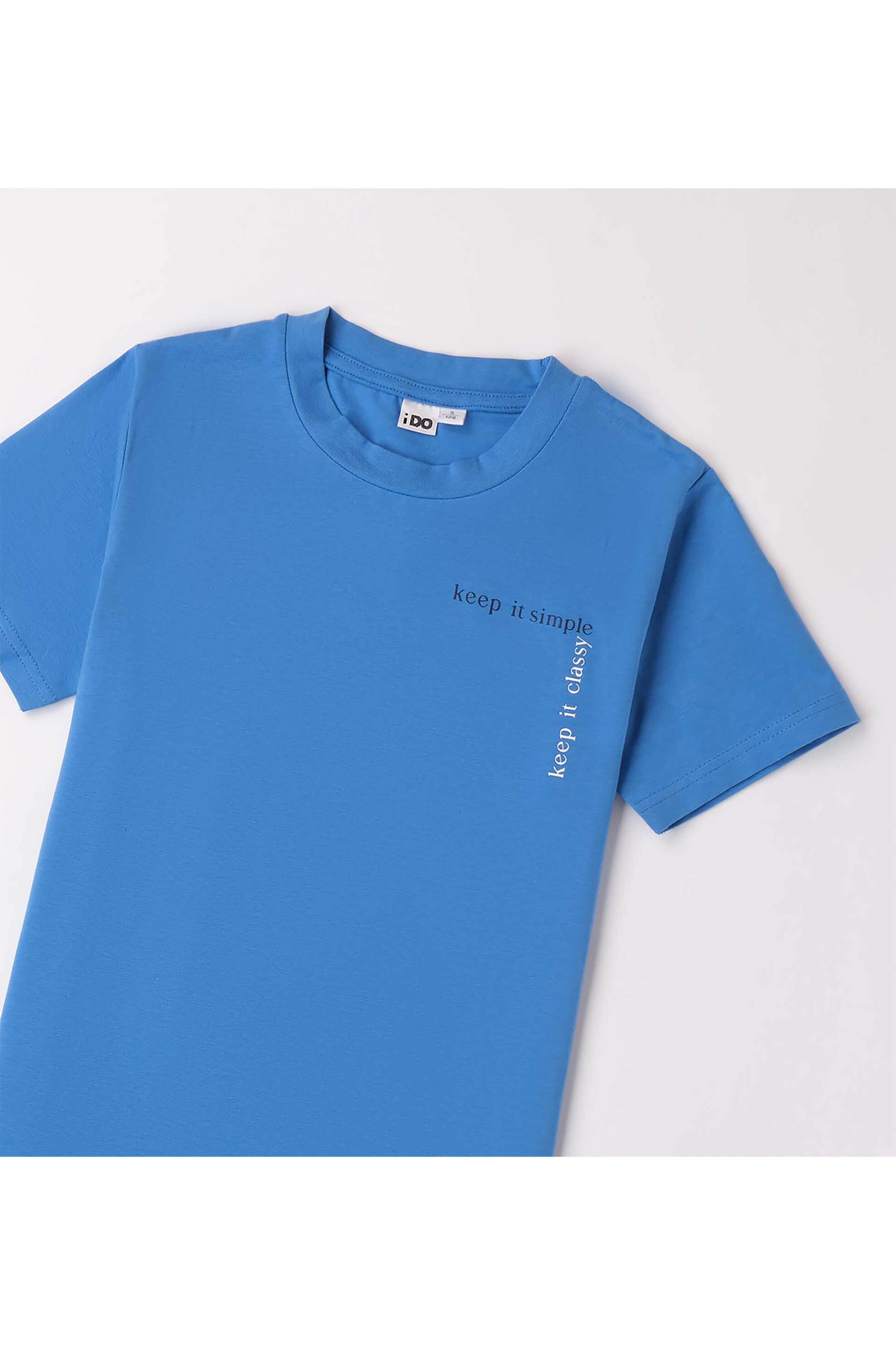 Ido Παιδικό T-Shirt με Lettering - 4 8452 00 Μπλε
