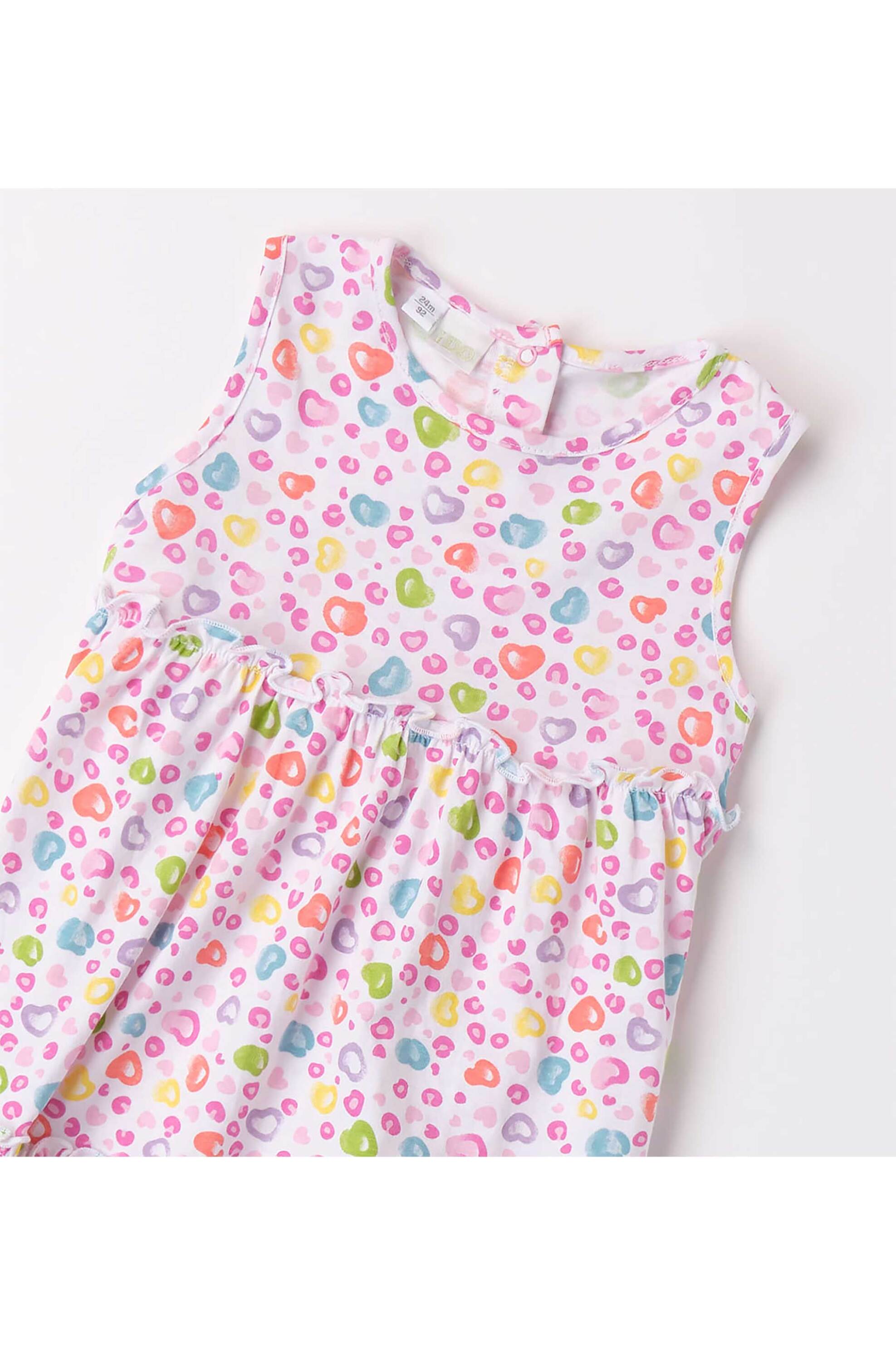 Ido Βρεφικό Αμάνικο Φόρεμα με All-Over Colourful Heart Pattern - 4 8638 00 Ροζ