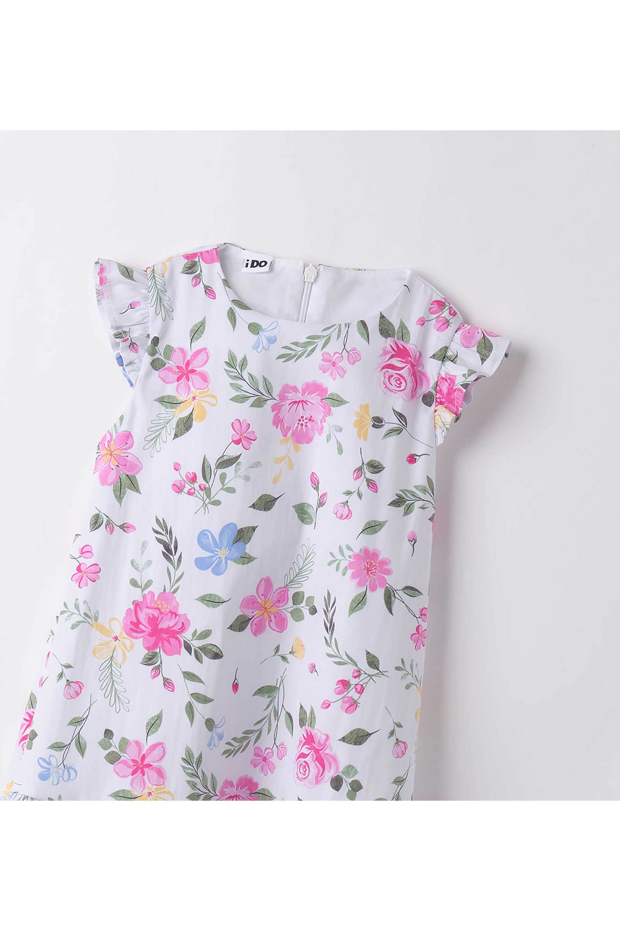 Ido Παιδικό Φόρεμα με Floral Print - 4 8752 00 Λευκό