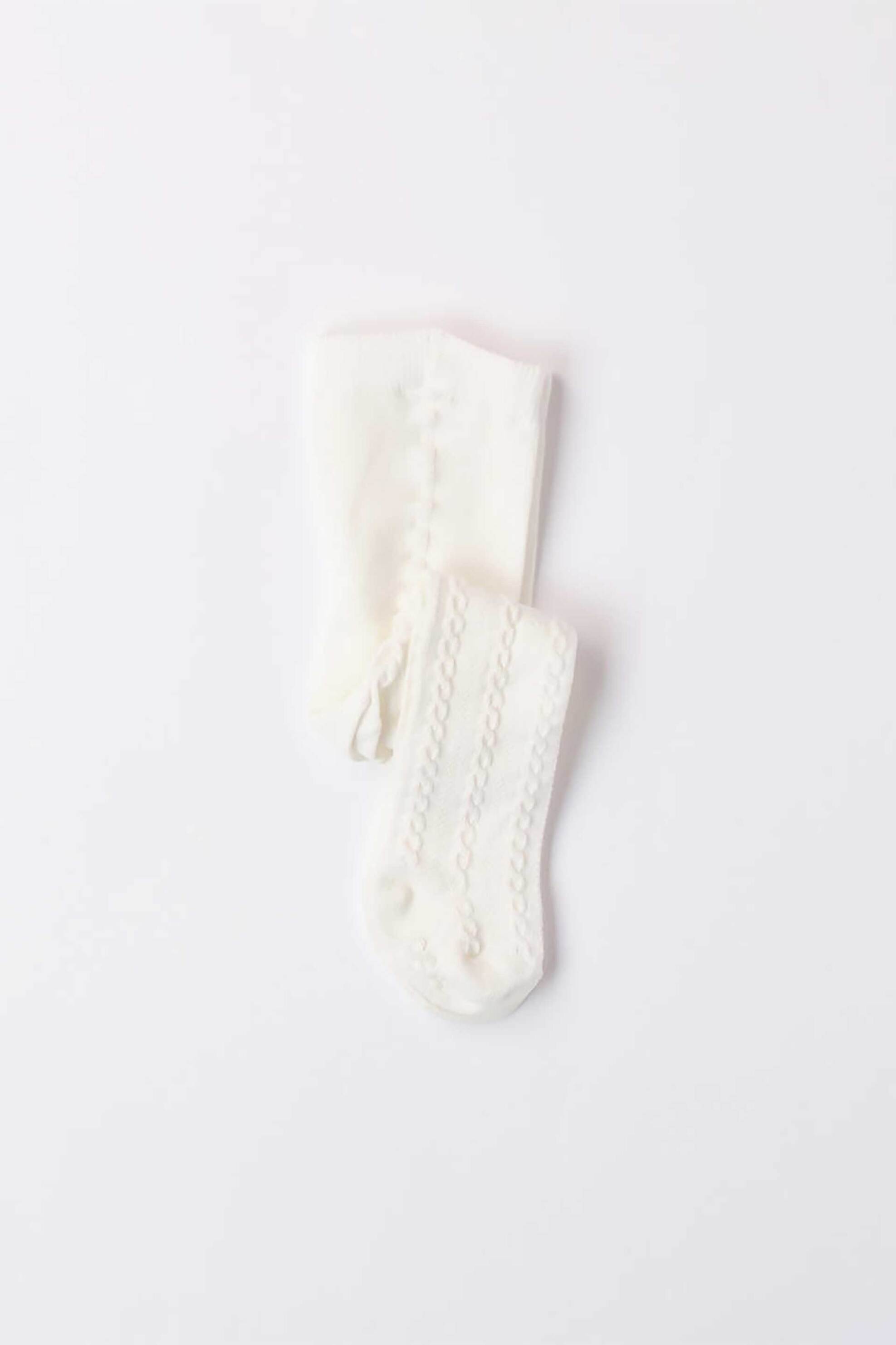 IDO iDO βρεφικό καλσόν πλεκτό με κέντημα - 4.A073/71 Λευκό