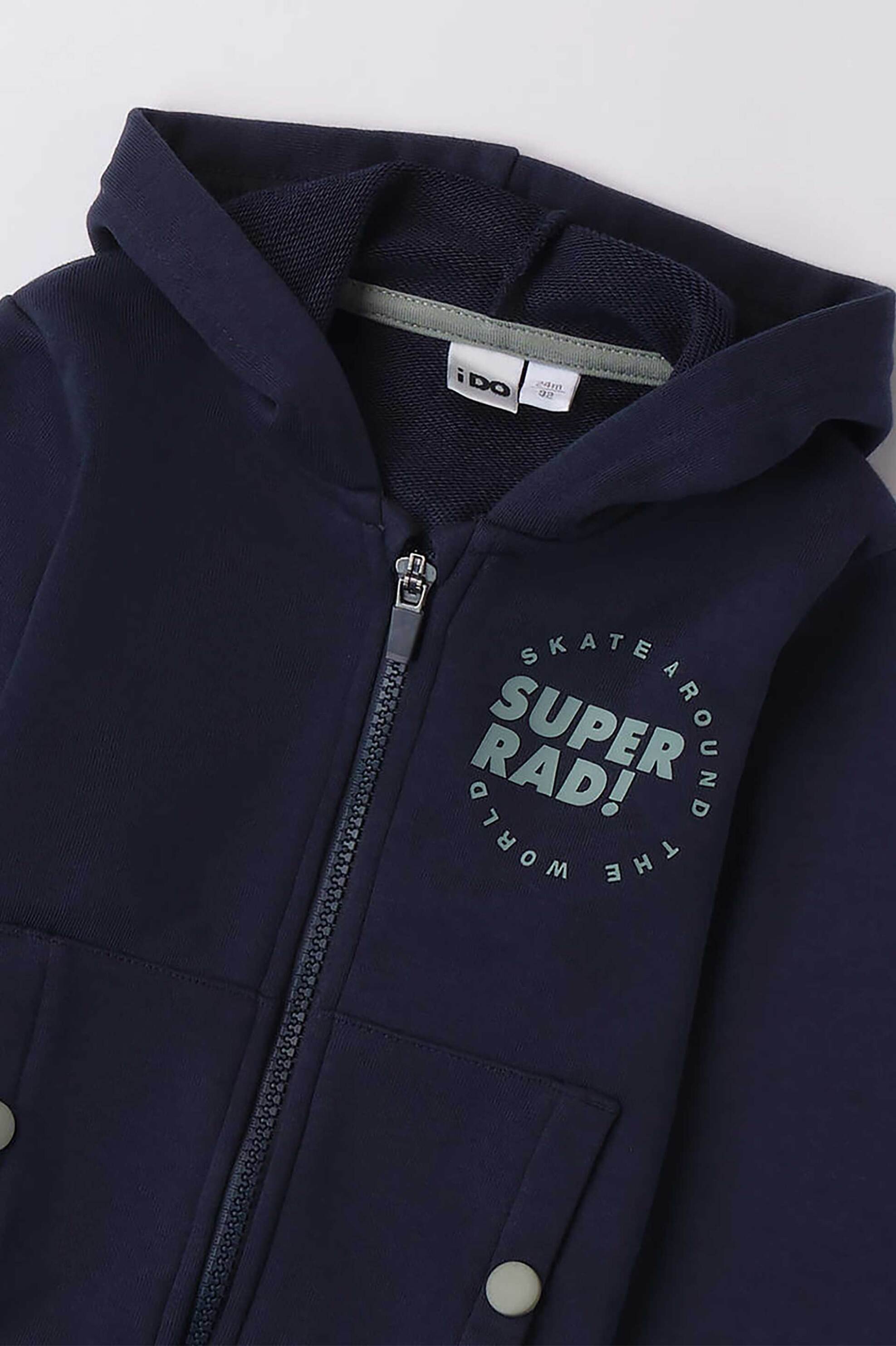 iDO παιδική ζακέτα φούτερ με κουκούλα και print - 4.A450/00 Μπλε φωτογραφία