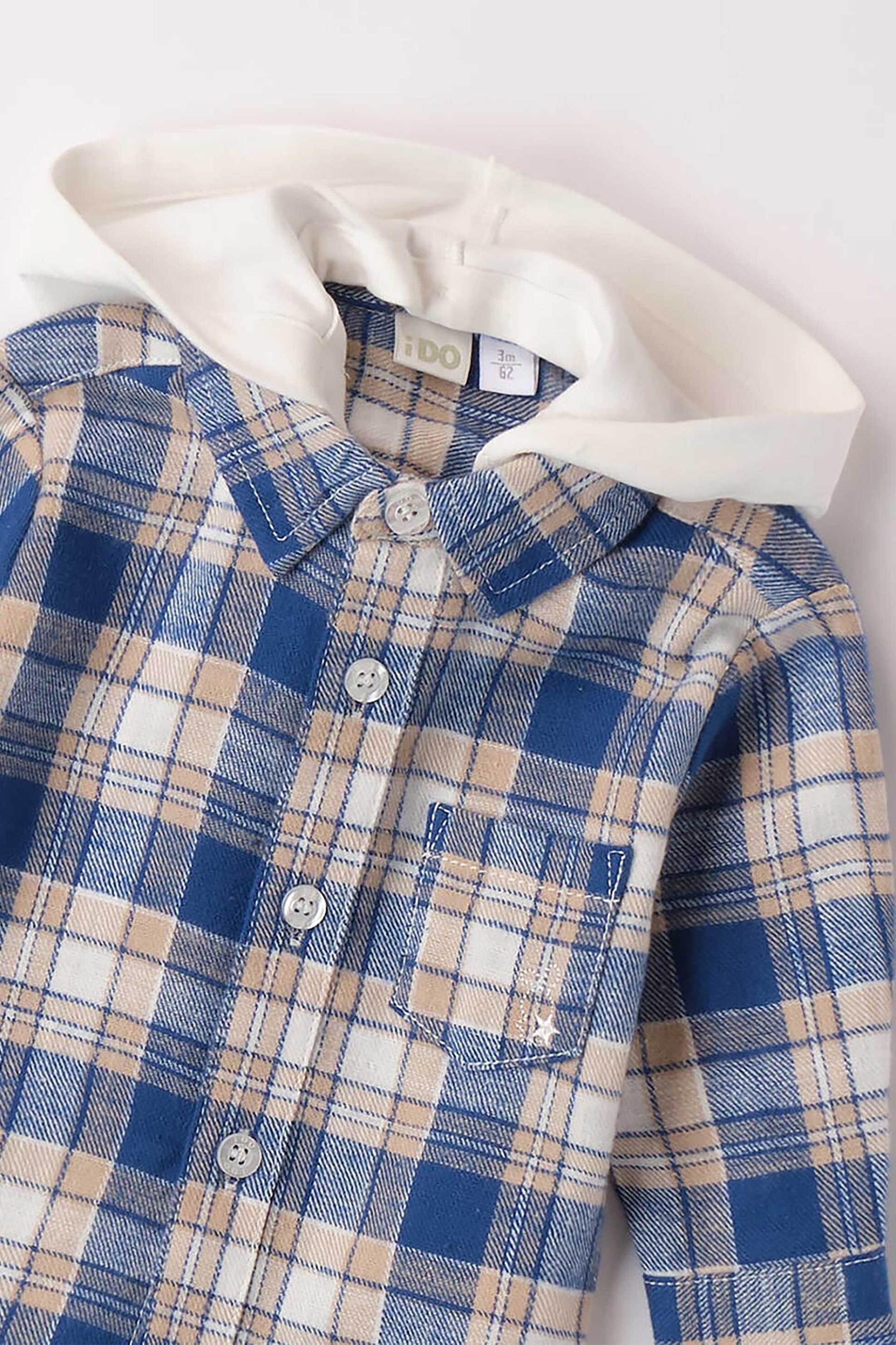 iDO βρεφικό καρό πουκάμισο με κουκούλα - 4.A204/00 Μπλε φωτογραφία