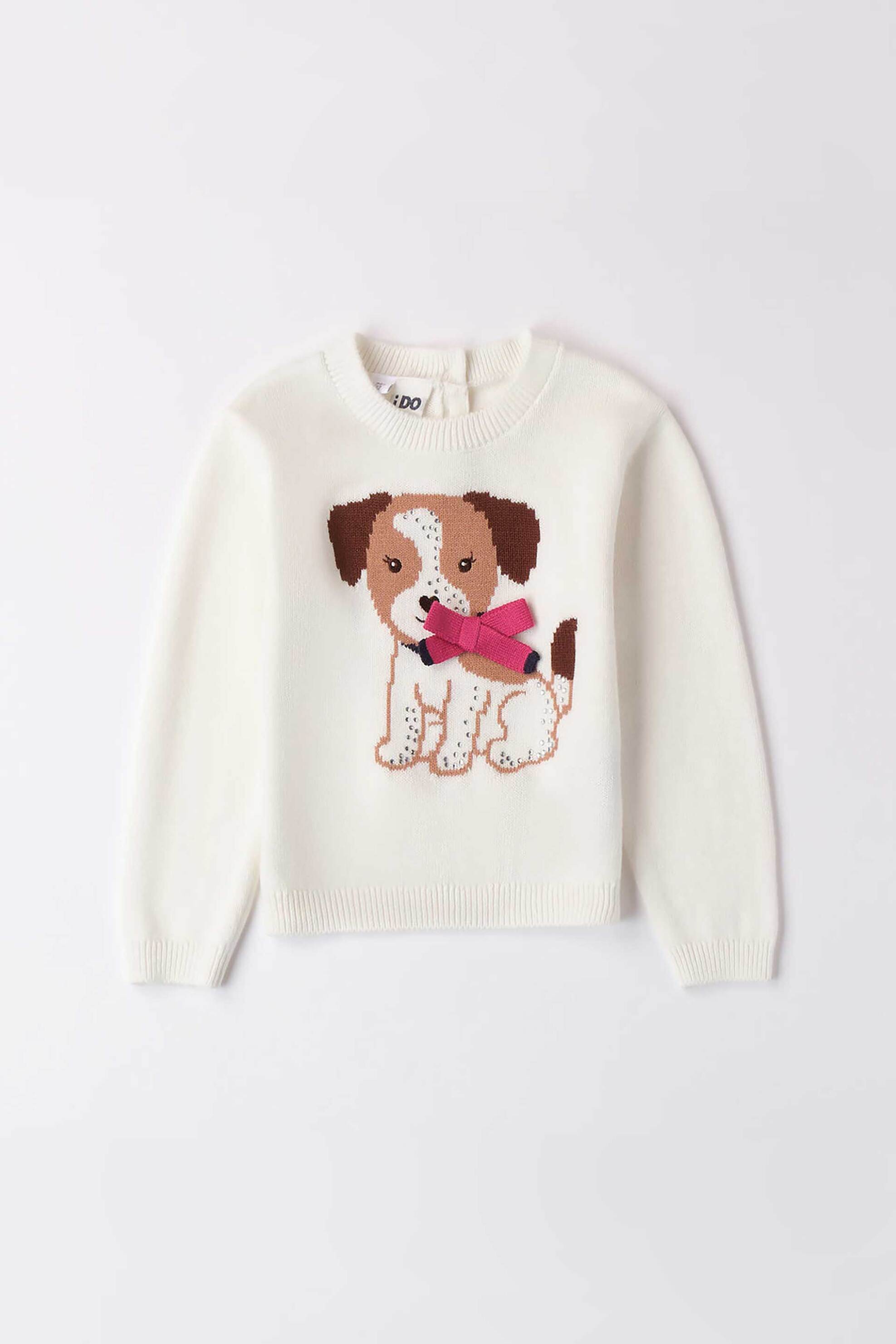 iDO παιδική πλεκτή μπλούζα με σκυλάκι - 4.A557/00 Λευκό φωτογραφία