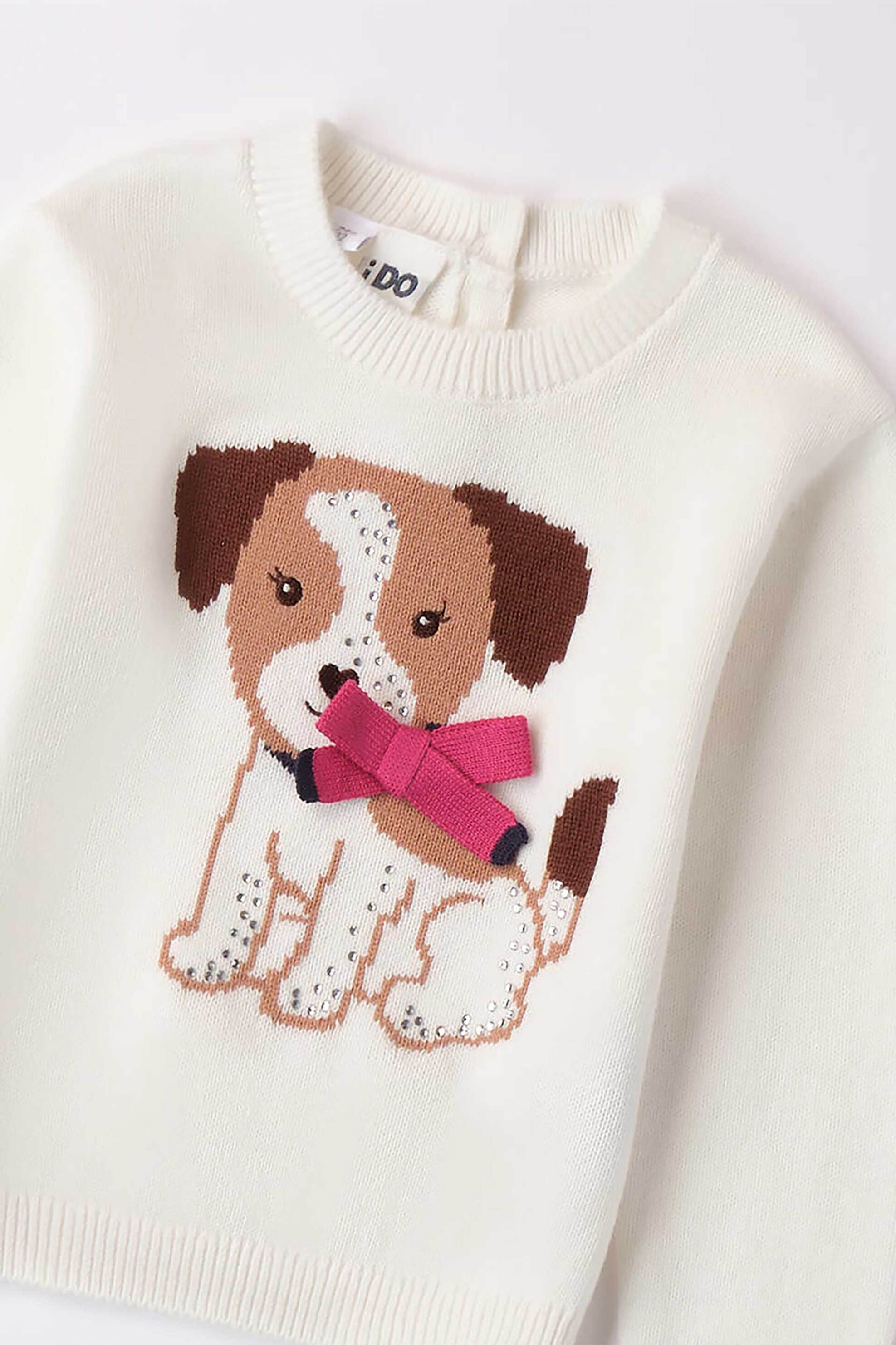 iDO παιδική πλεκτή μπλούζα με σκυλάκι - 4.A557/00 Λευκό φωτογραφία