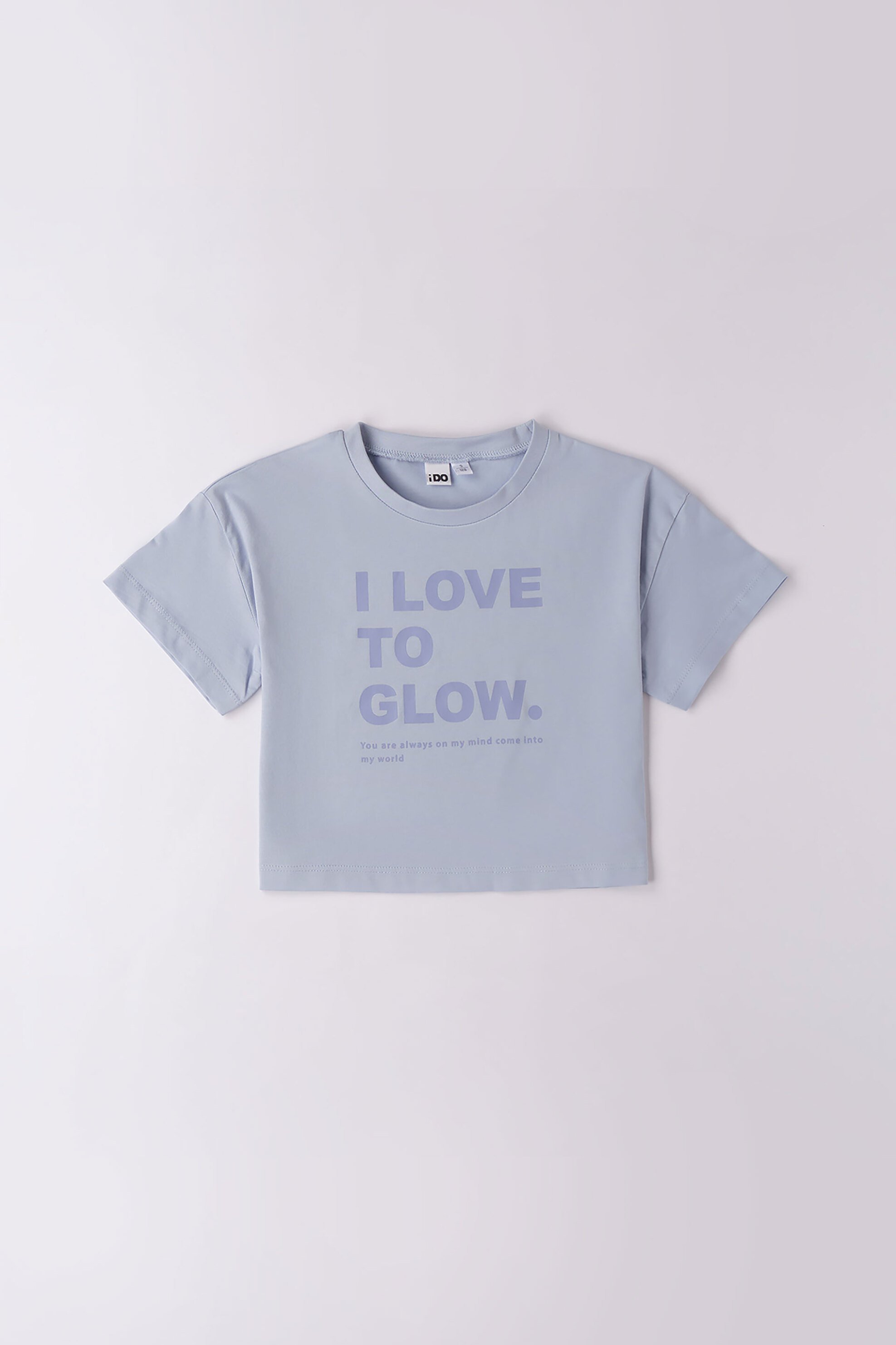 IDO iDo παιδικό T-shirt cropped με lettering - 4.B727/00 Μπλε Ανοιχτό