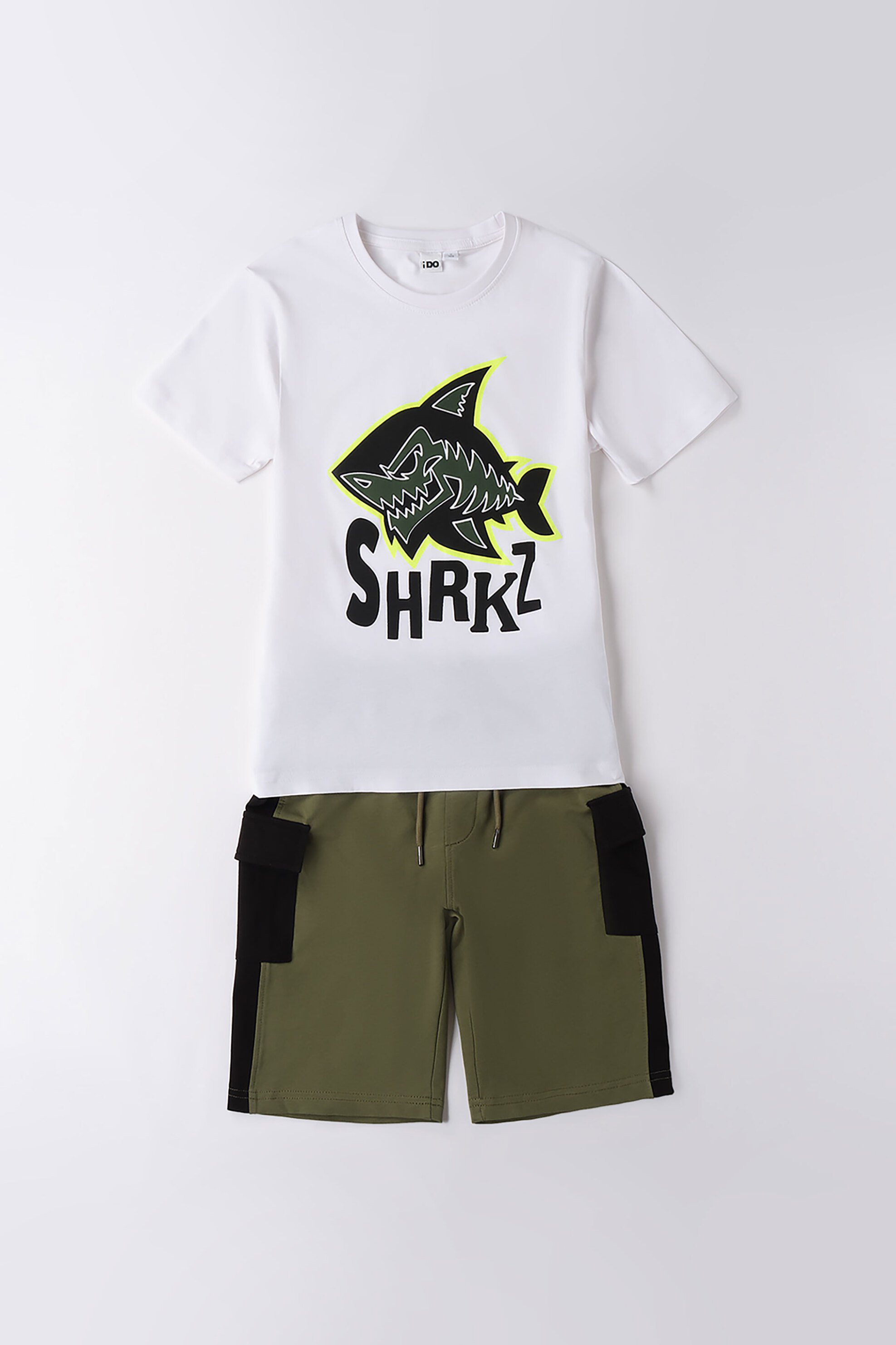 IDO iDo παιδικό σετ με T-shirt με print και βερμούδα cargo - 4.B800/00 Λευκό