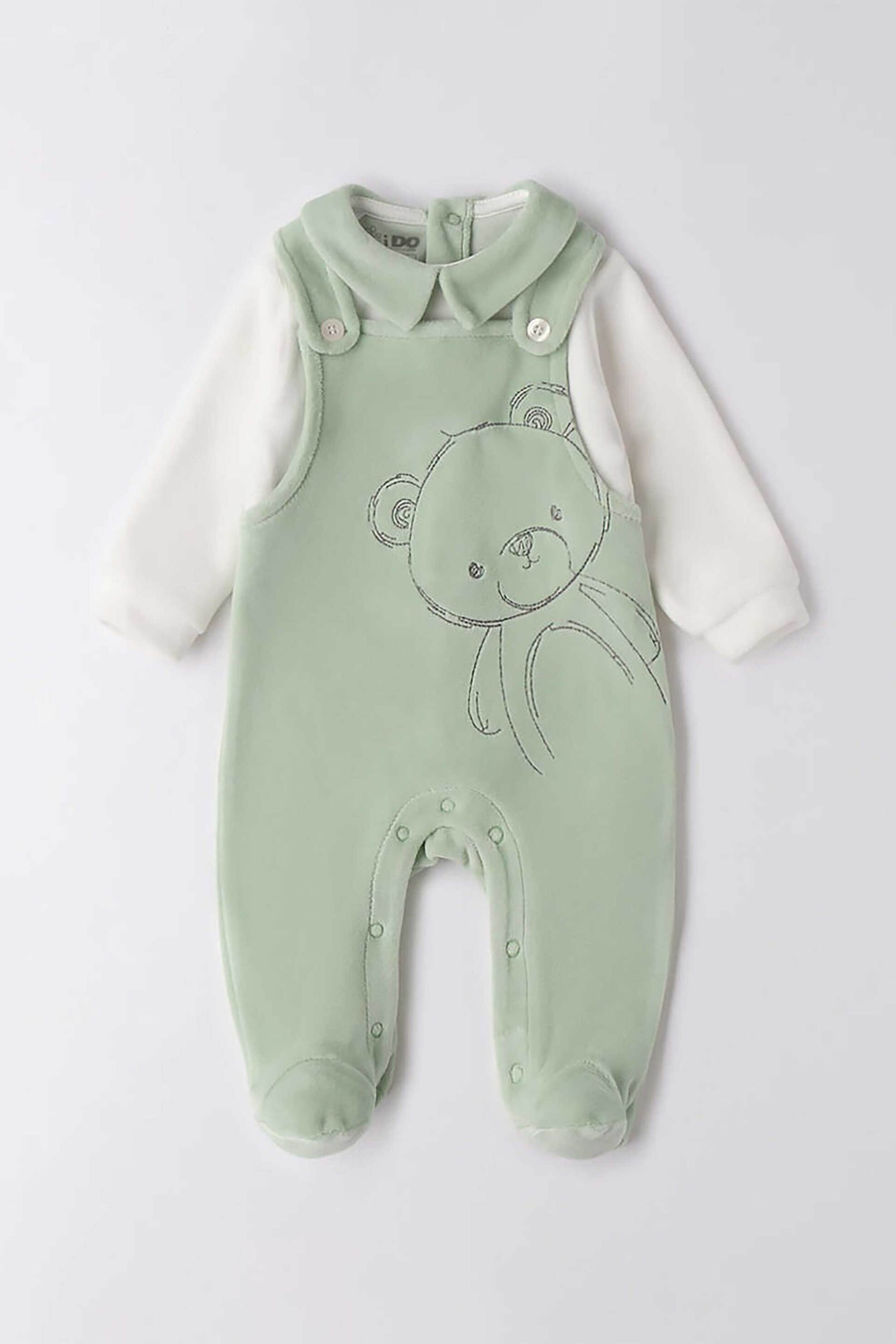 IDO iDO βρεφικό φορμάκι βελουτέ με γιακά - 4.F026/00 Πράσινο