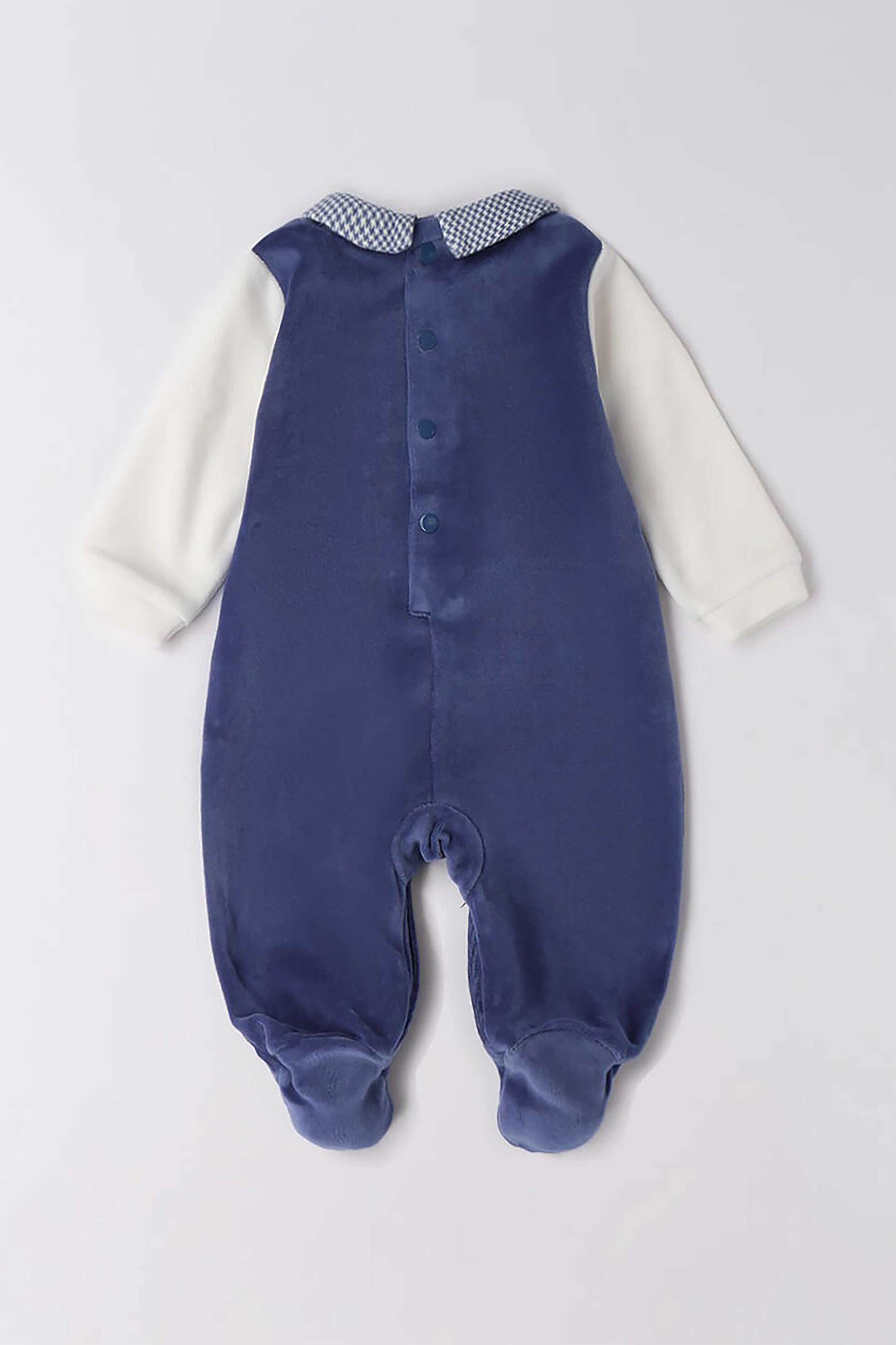 iDO βρεφικό φορμάκι βελουτέ με γιακά καρό - 4.F029/00 Μπλε φωτογραφία