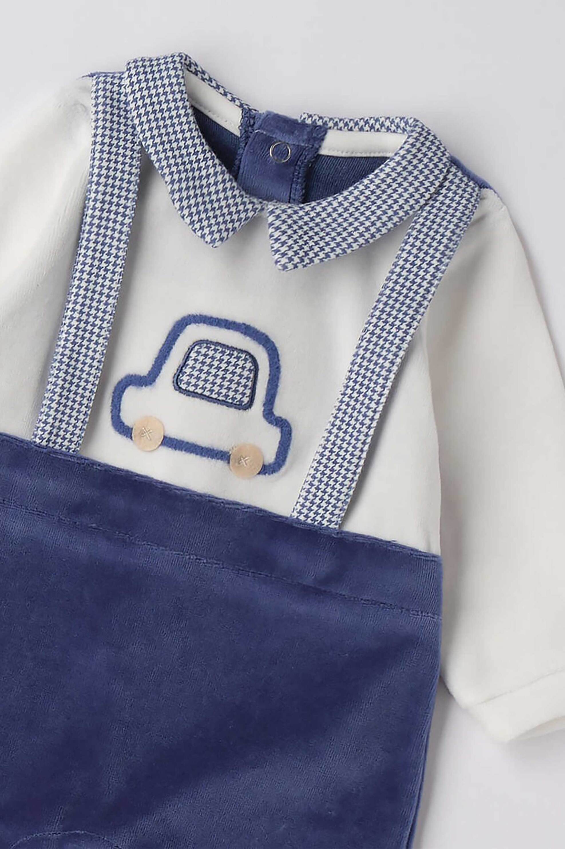 iDO βρεφικό φορμάκι βελουτέ με γιακά καρό - 4.F029/00 Μπλε φωτογραφία