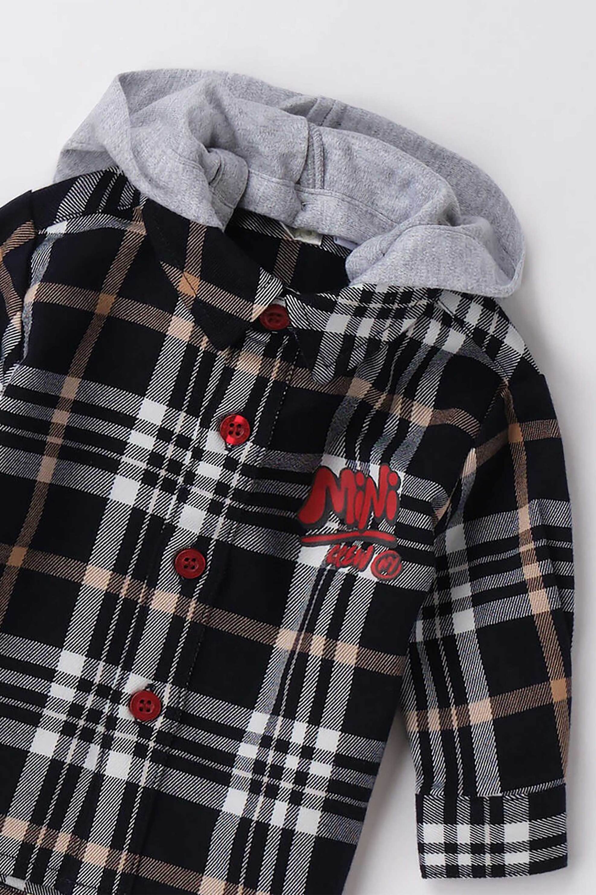 iDO βρεφικό πουκάμισο καρό με κουκούλα - 4.F036/00 Μπλε Σκούρο φωτογραφία