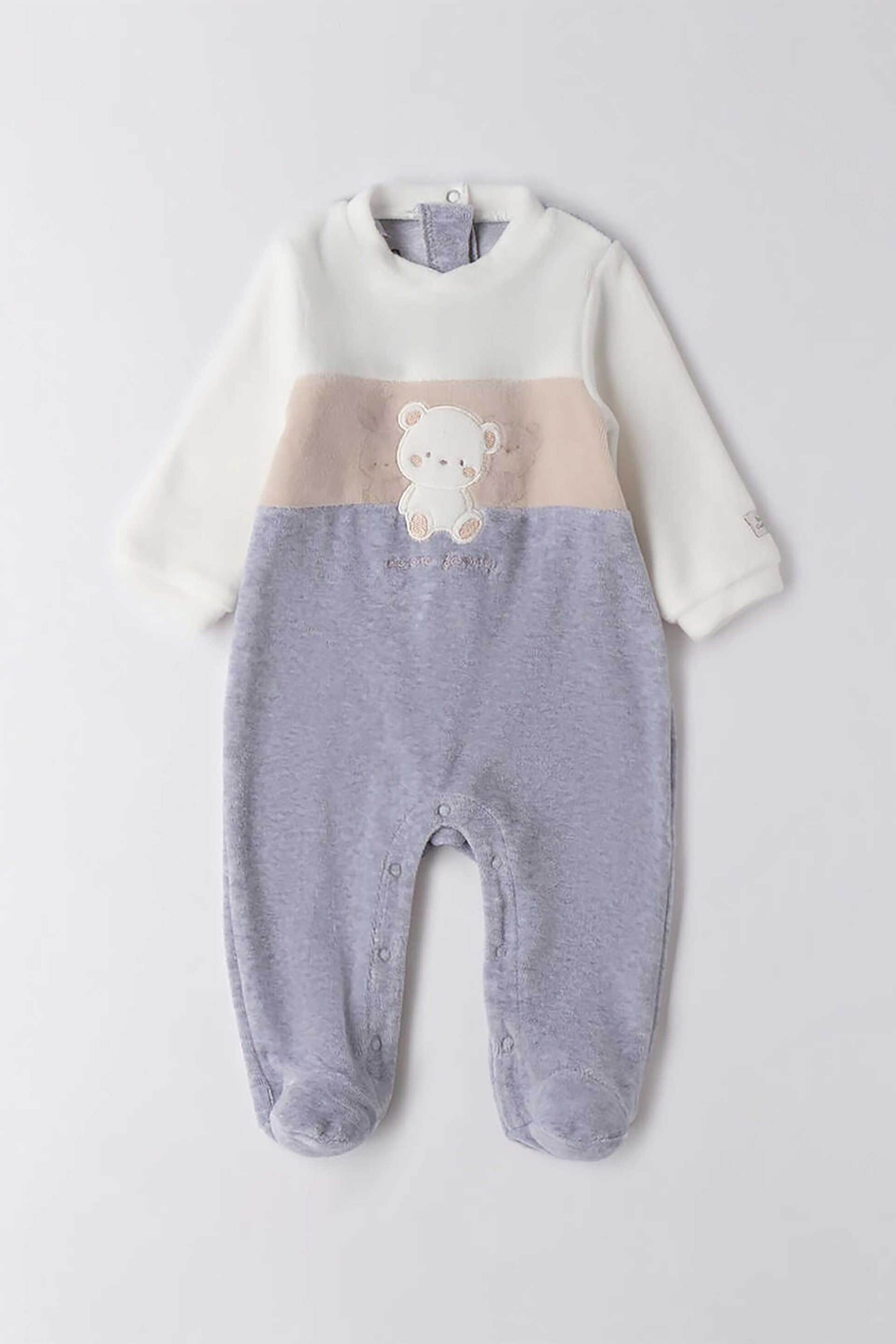 iDO βρεφικό φορμάκι βελουτέ με bear print - 4.F137/00 Γκρι