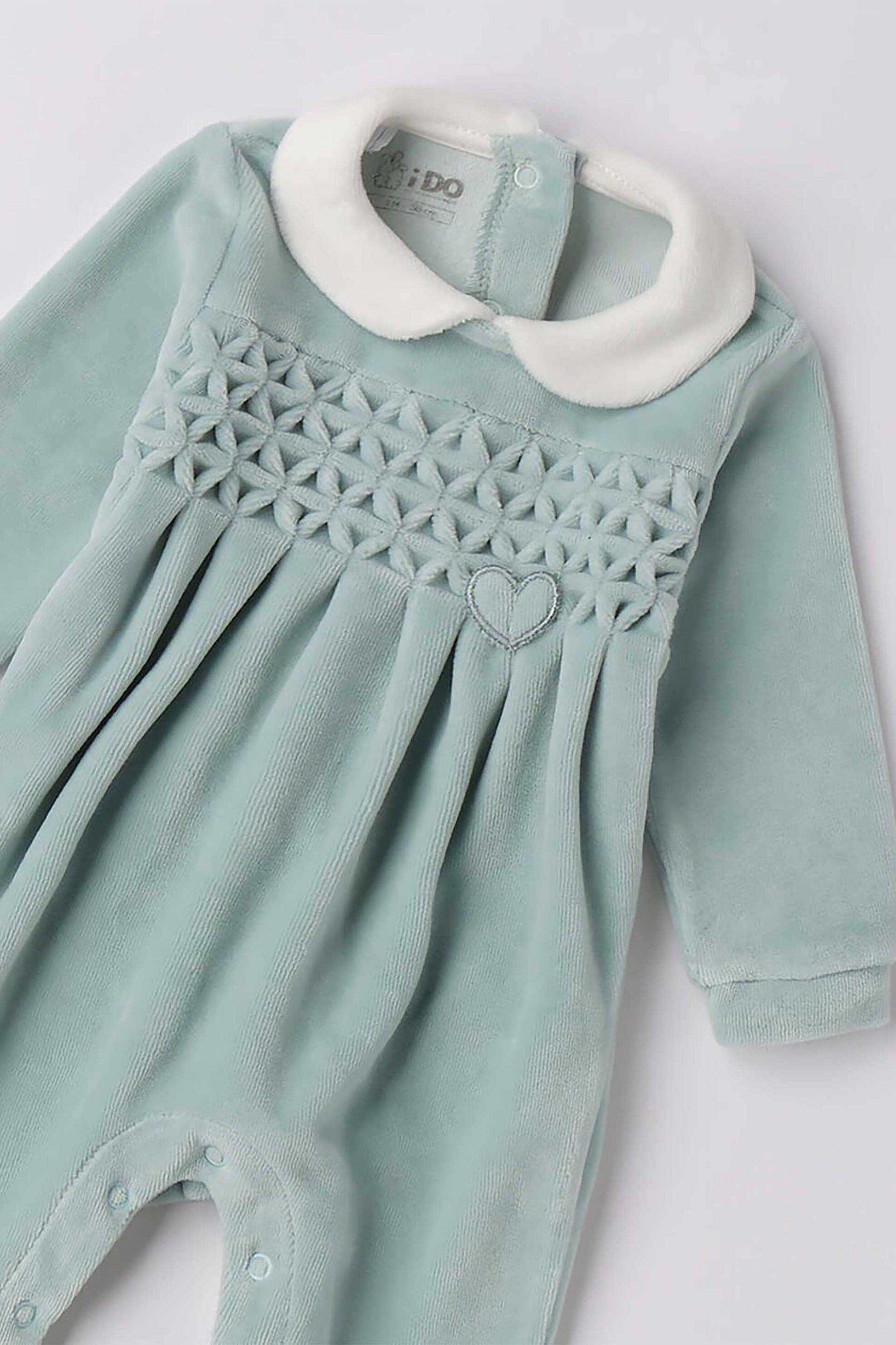 iDO βρεφικό φορμάκι βελουτέ με γιακά και ανάγλυφο σχέδιο - 4.F187/00 Πράσινο Μέντας φωτογραφία