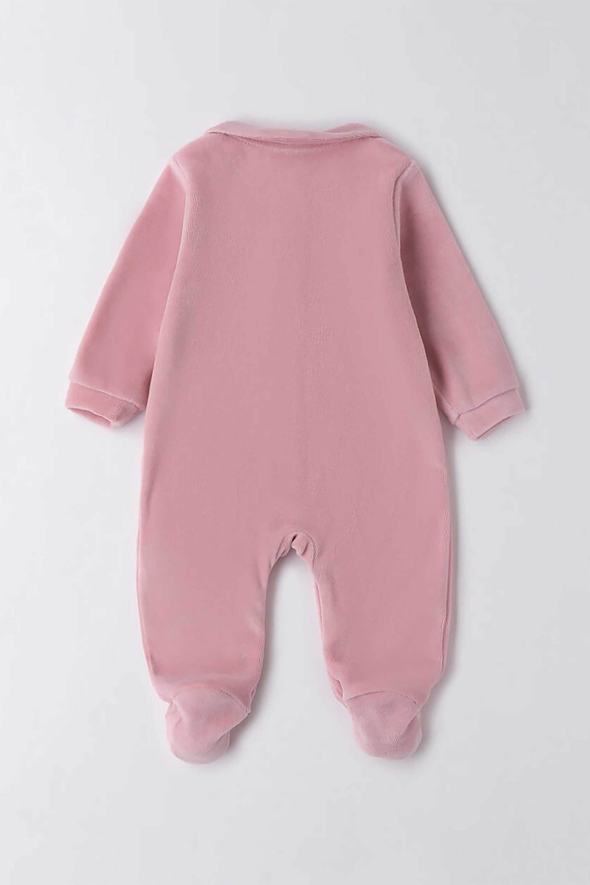 iDO βρεφικό φορμάκι βελουτέ με γιακά και ανάγλυφα σχέδια - 4.F191/00 Ροζ φωτογραφία