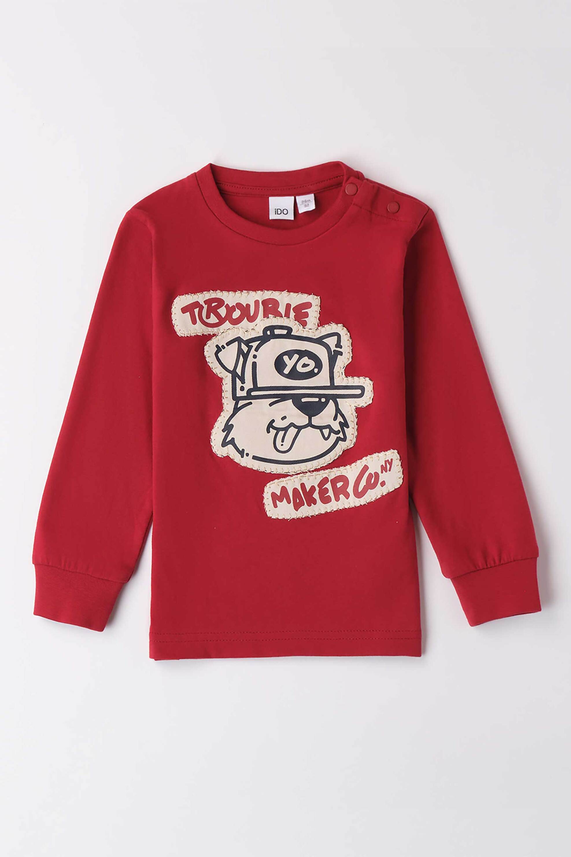 iDO παιδική μπλούζα με print - 4.F235/00 Μπορντό