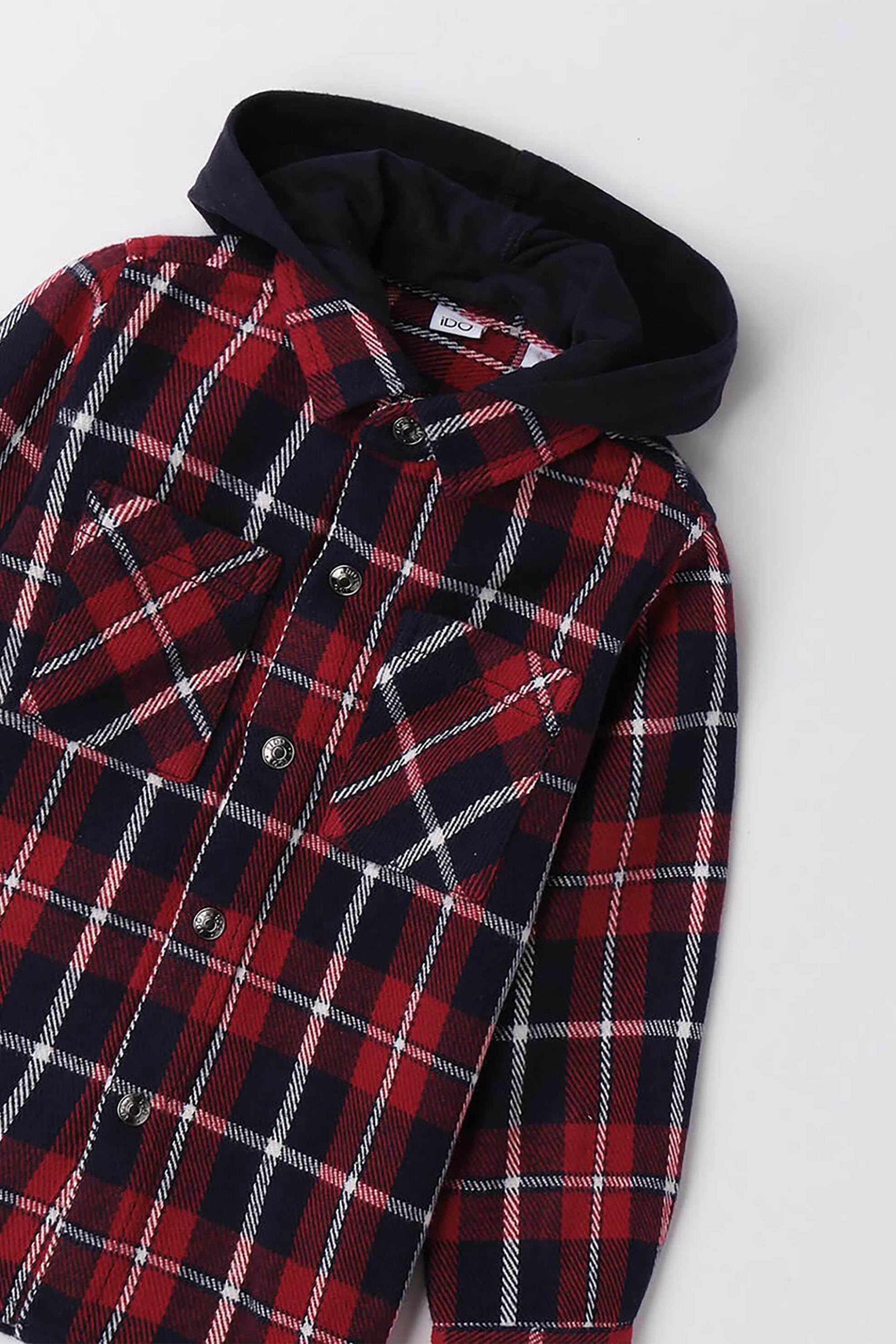 iDO παιδικό πουκάμισο καρό με κουκούλα - 4.F264/00 Μπλε Σκούρο φωτογραφία