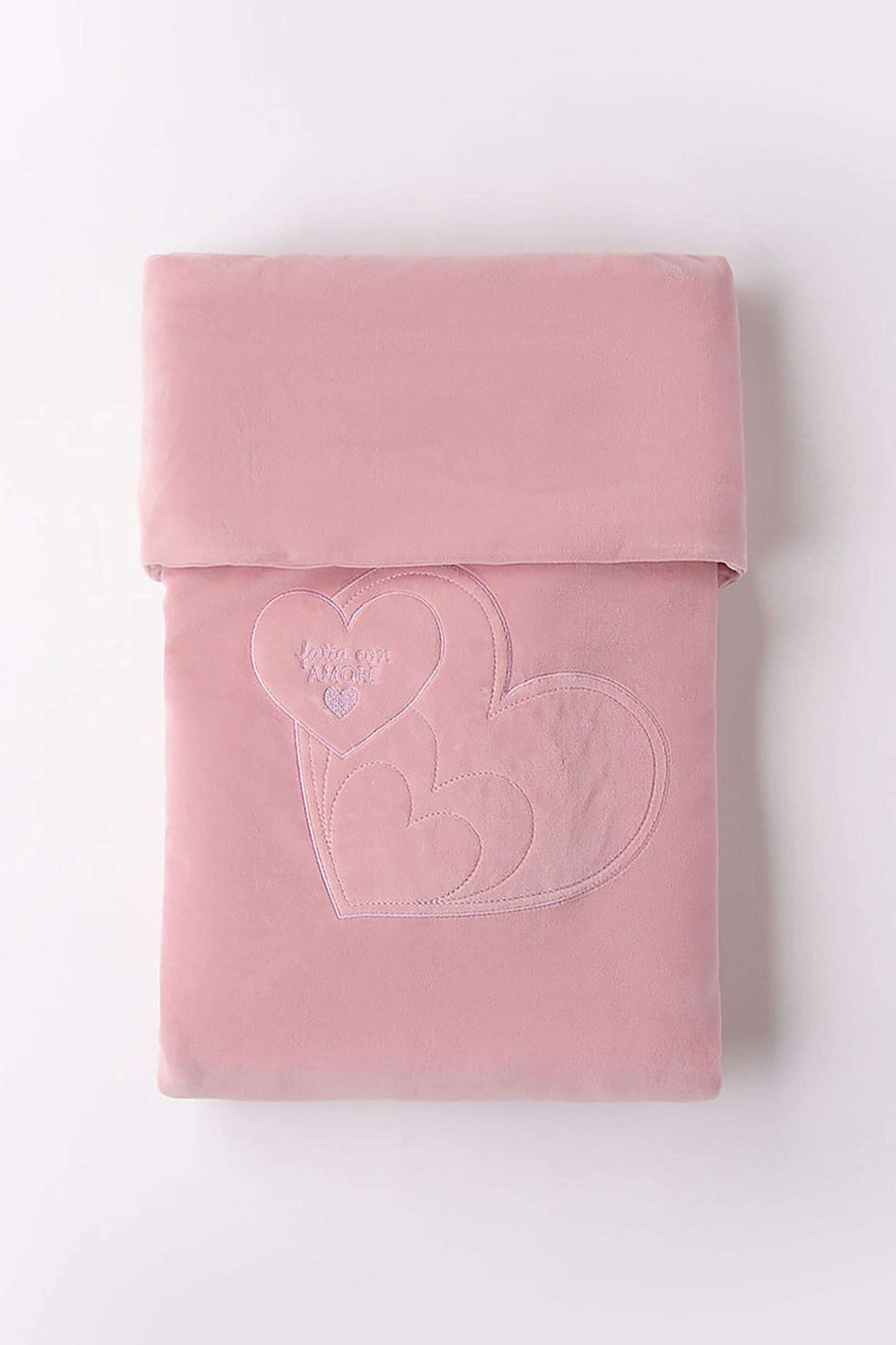 iDO βρεφική κουβέρτα βελούδινη με καρδούλες - 4.F955/00 Ροζ