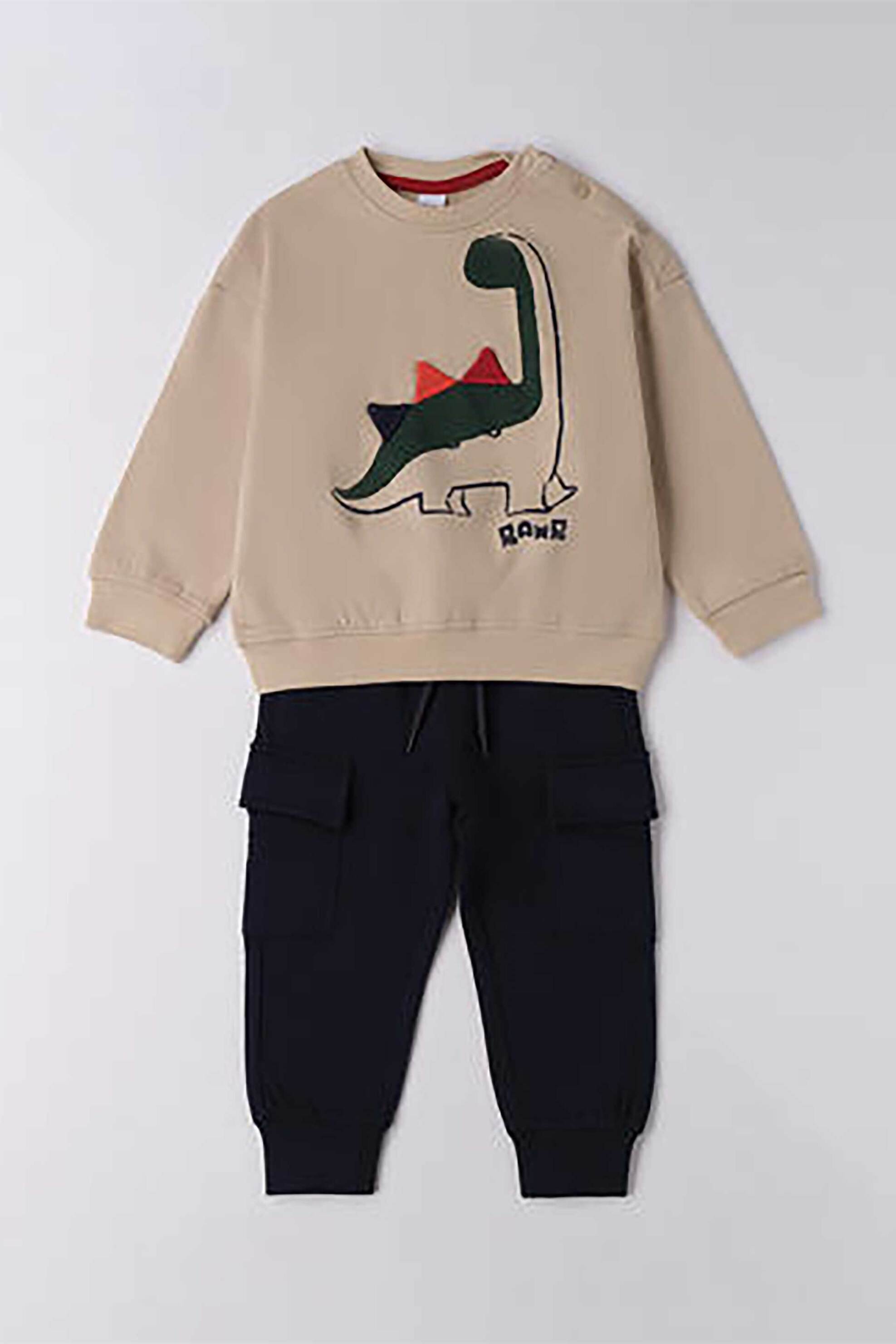 iDO παιδικό σετ φόρμας με μπλούζα φούτερ και παντελόνι φόρμας (2 τεμάχια) - 4.F719/00 Μπεζ