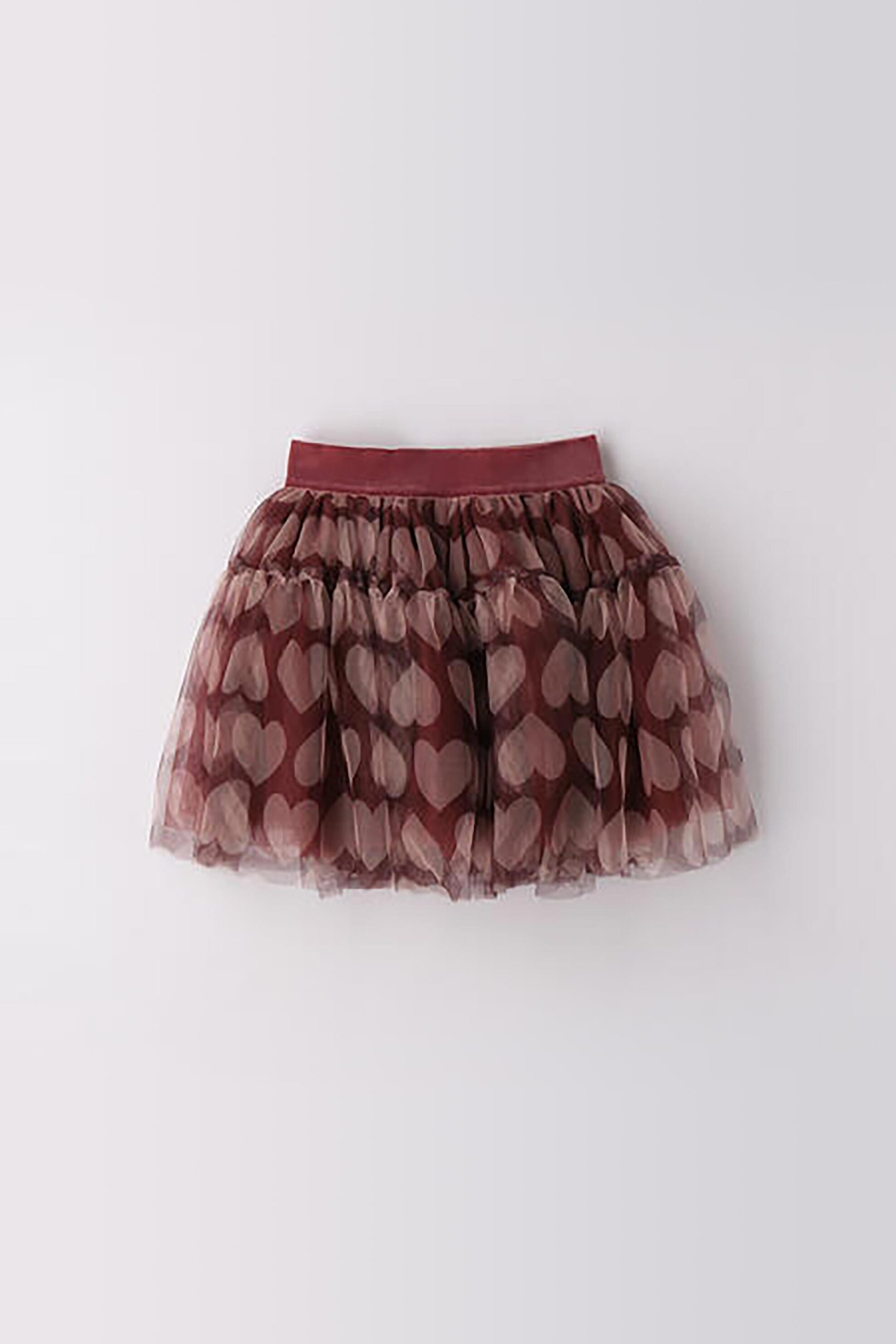 iDO παιδική φούστα με πιέτες από τούλι και σχέδιο με καρδιές - 4.F363/G2 Μπορντό