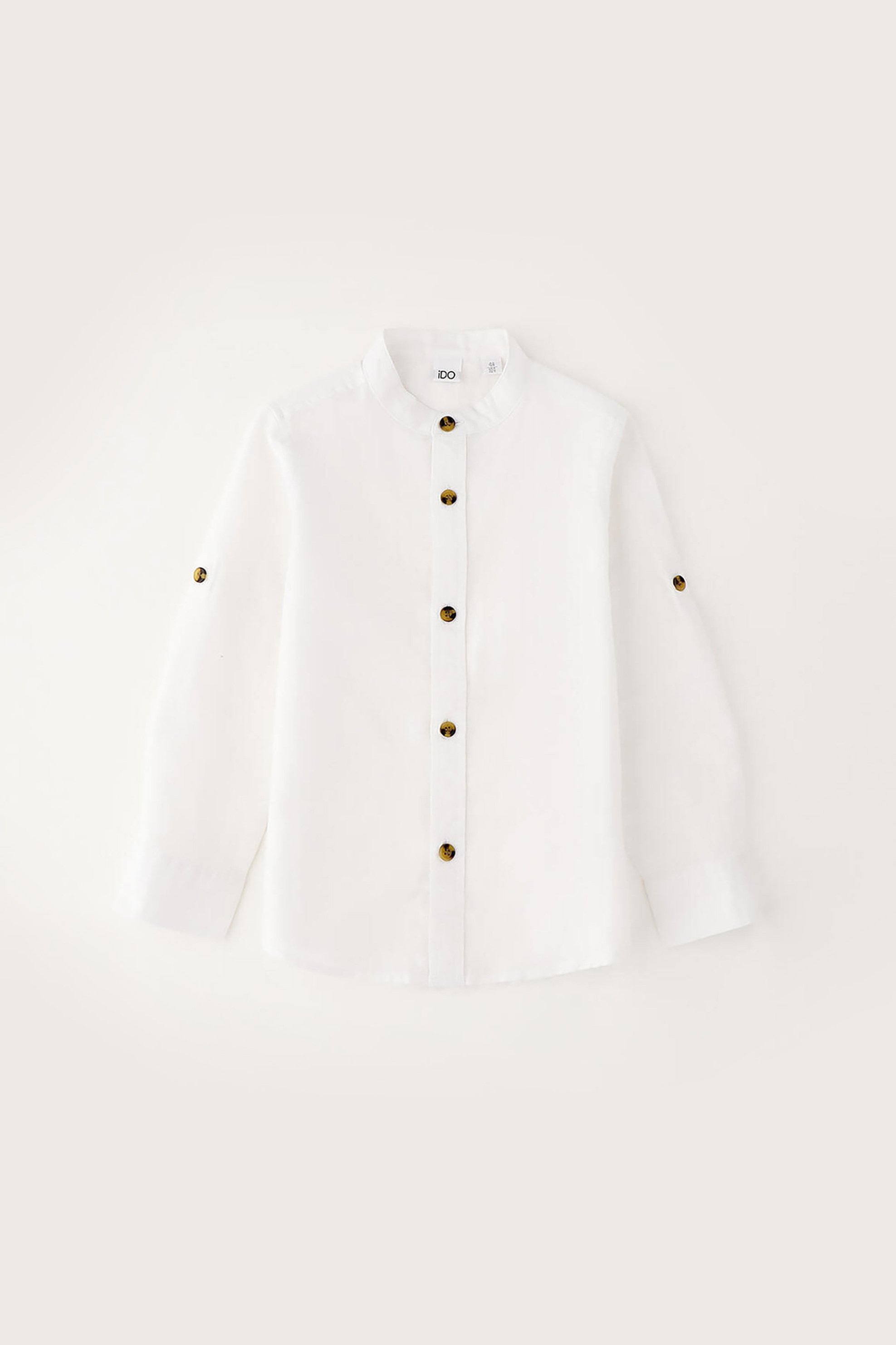 iDO παιδικό πουκάμισο με μάο γιακά μονόχρωμο - 4.G232/00 Λευκό