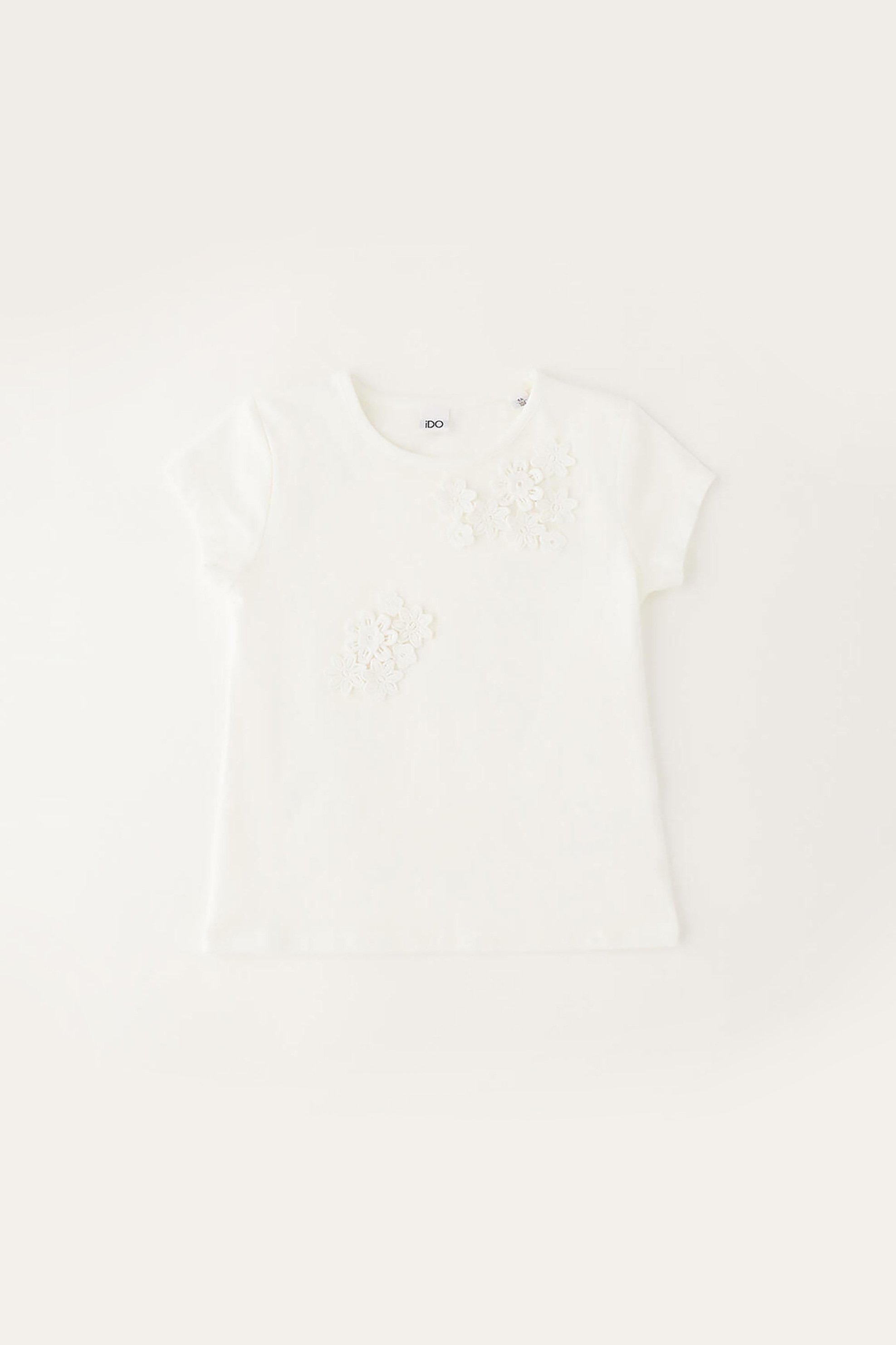 iDO παιδικό Τ-shirt με απλικέ λουλούδια - 4.G342/00 Λευκό