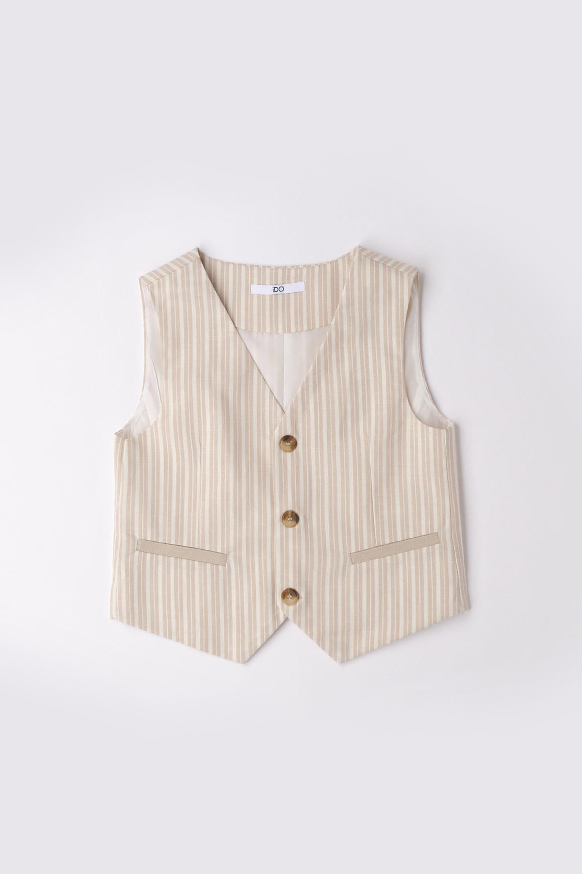 iDO παιδικό γιλέκο με ρίγες - 4.G603/00 Μπεζ