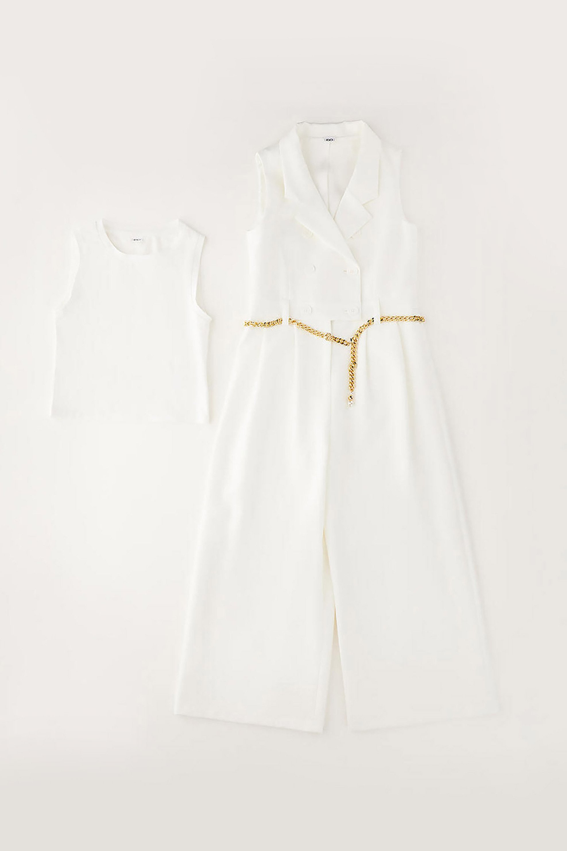 iDO σετ παιδική ολόσωμη φόρμα με τοπ - 4.G778/K1 Λευκό