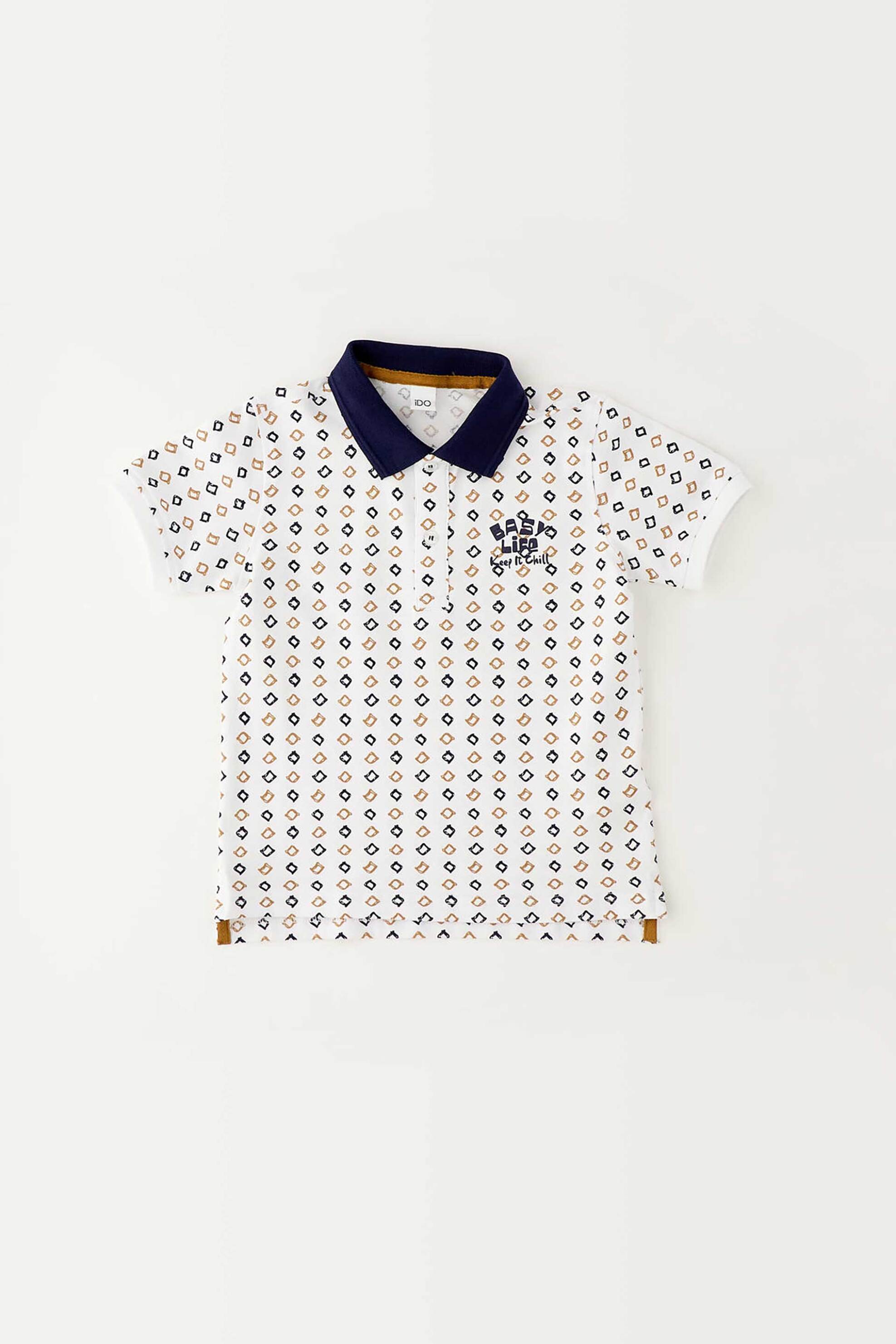 iDO παιδική μπλούζα πόλο με all-over print - 4.G269/00 Λευκό - Μπλε
