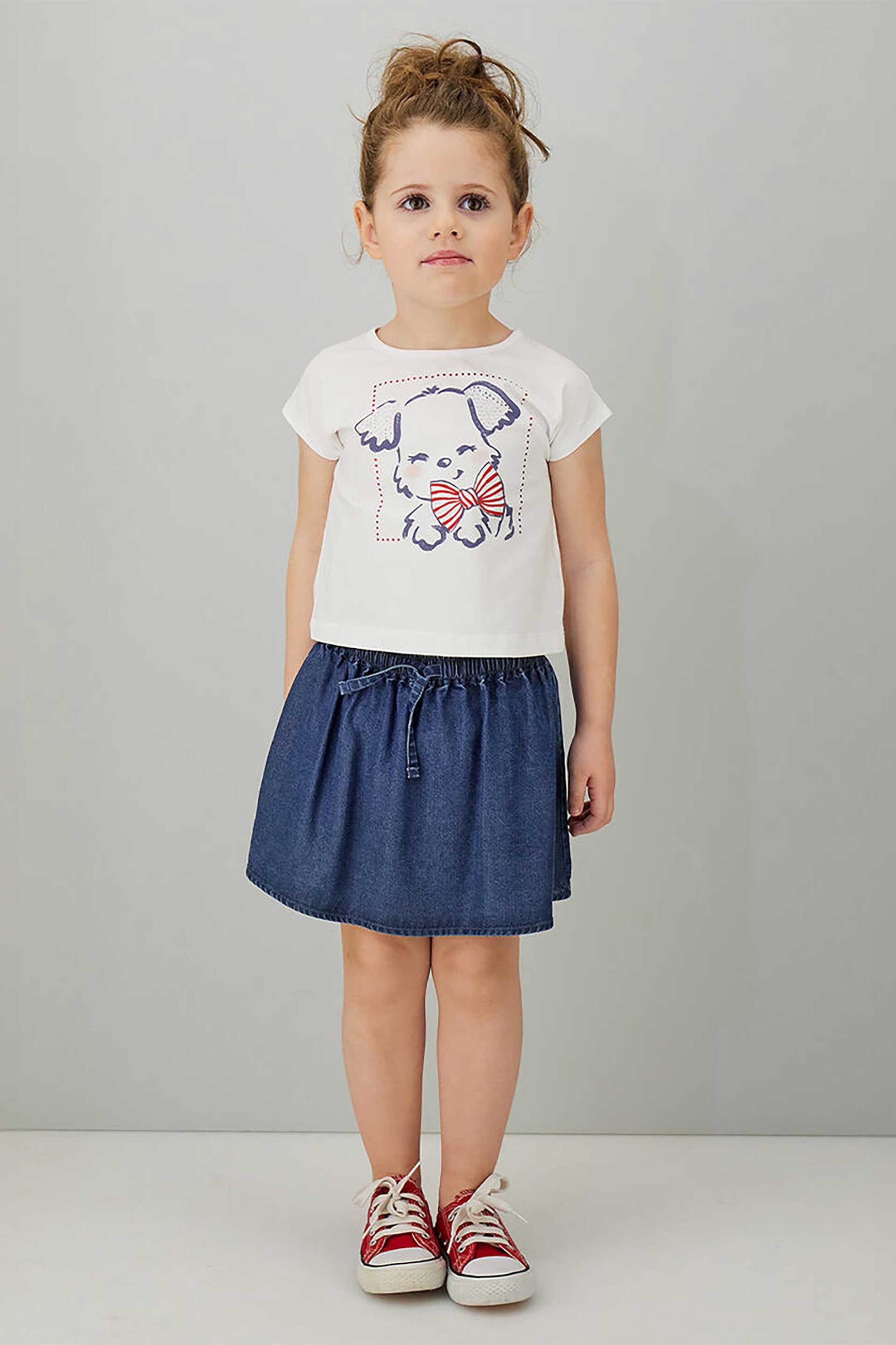 iDO παιδικό σετ μπλούζα και φούστα με σκυλάκι - 4.G307/00 Λευκό