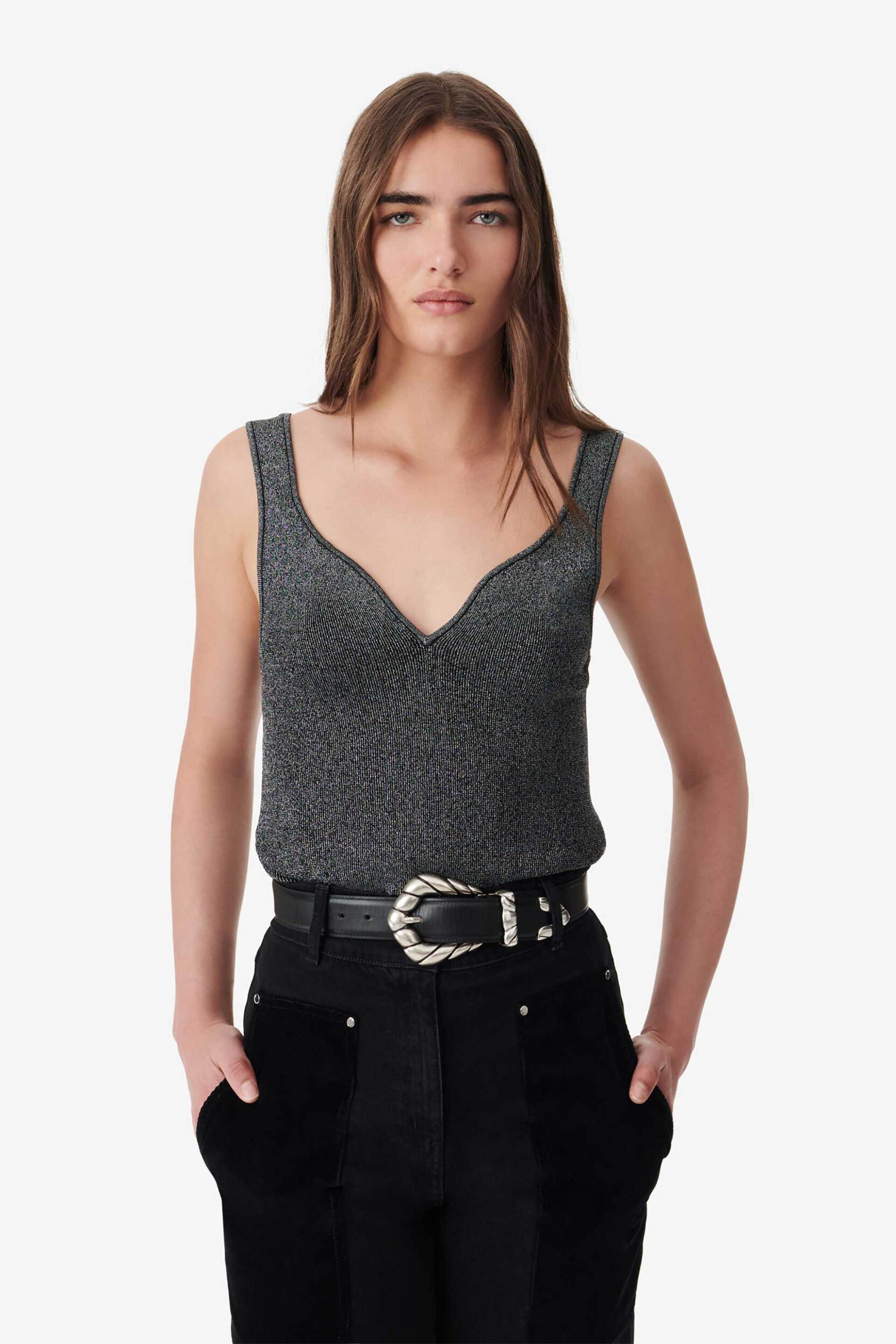 Iro γυναικείο τοπ αμάνικο lurex "Anubi" - WM12ANUBI Μαύρο