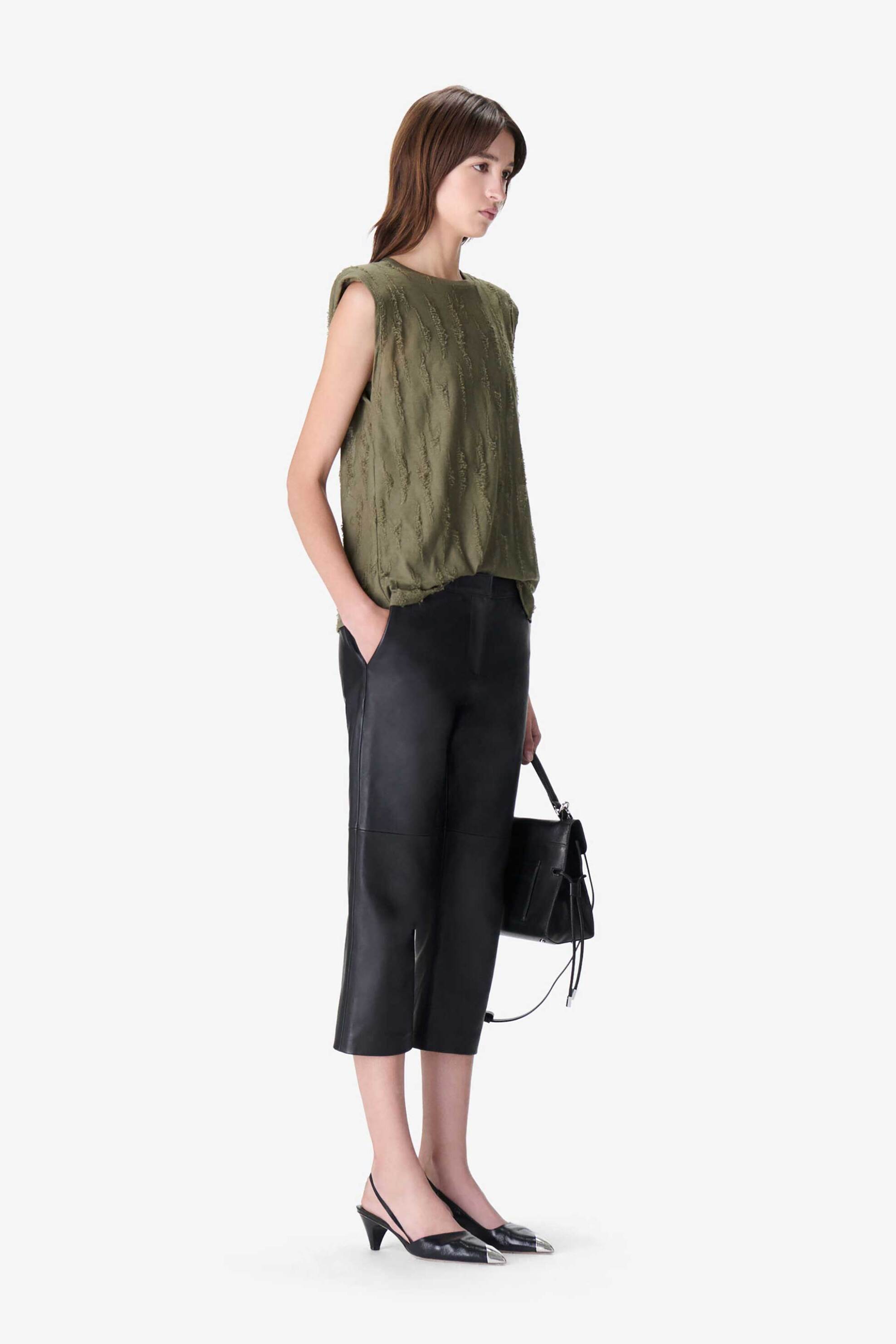 Iro γυναικείο τοπ με ανάγλυφες λεπτομέρειες στην ύφανση "Haice" - WP19HAICE Λαδί φωτογραφία