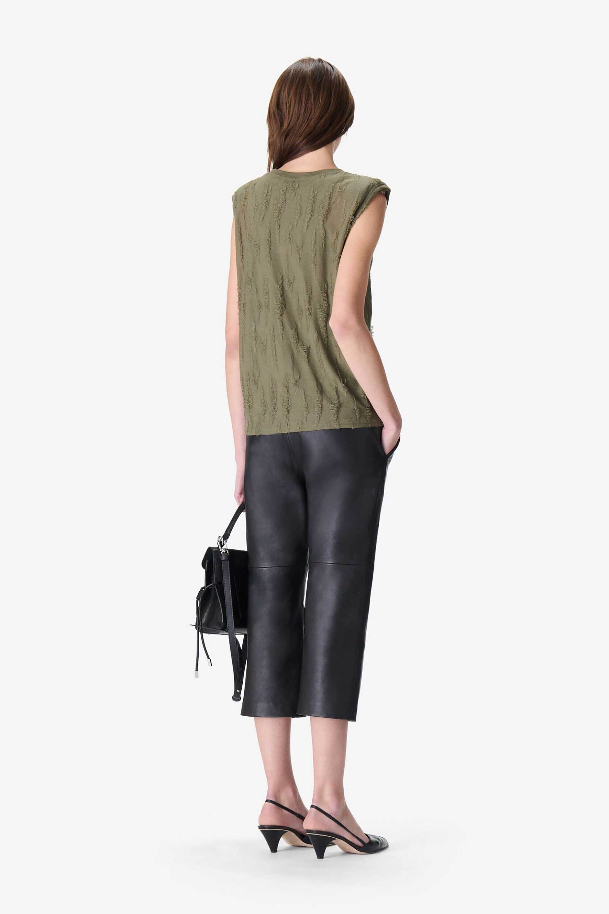 Iro γυναικείο τοπ με ανάγλυφες λεπτομέρειες στην ύφανση "Haice" - WP19HAICE Λαδί φωτογραφία