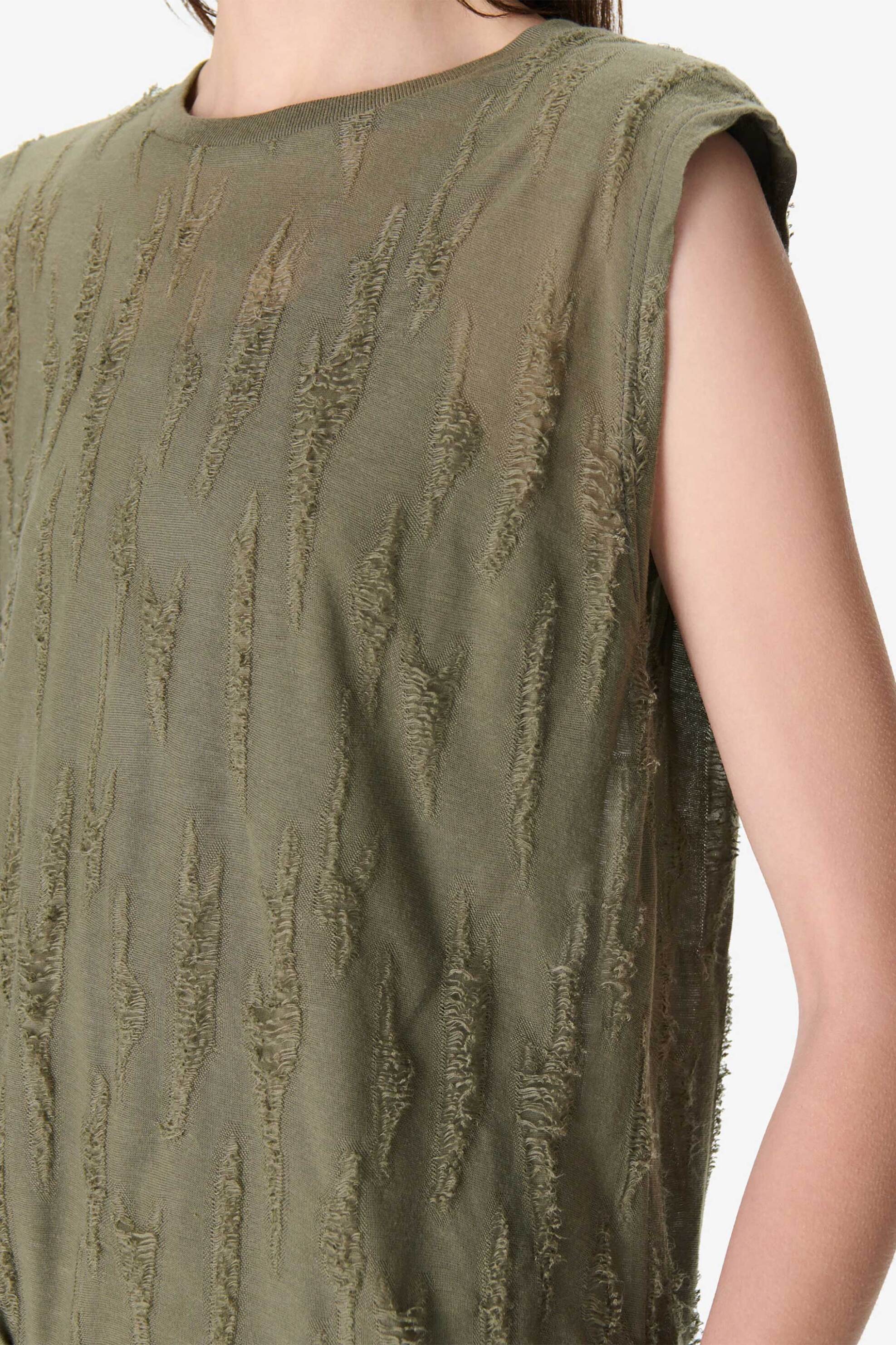 Iro γυναικείο τοπ με ανάγλυφες λεπτομέρειες στην ύφανση "Haice" - WP19HAICE Λαδί φωτογραφία