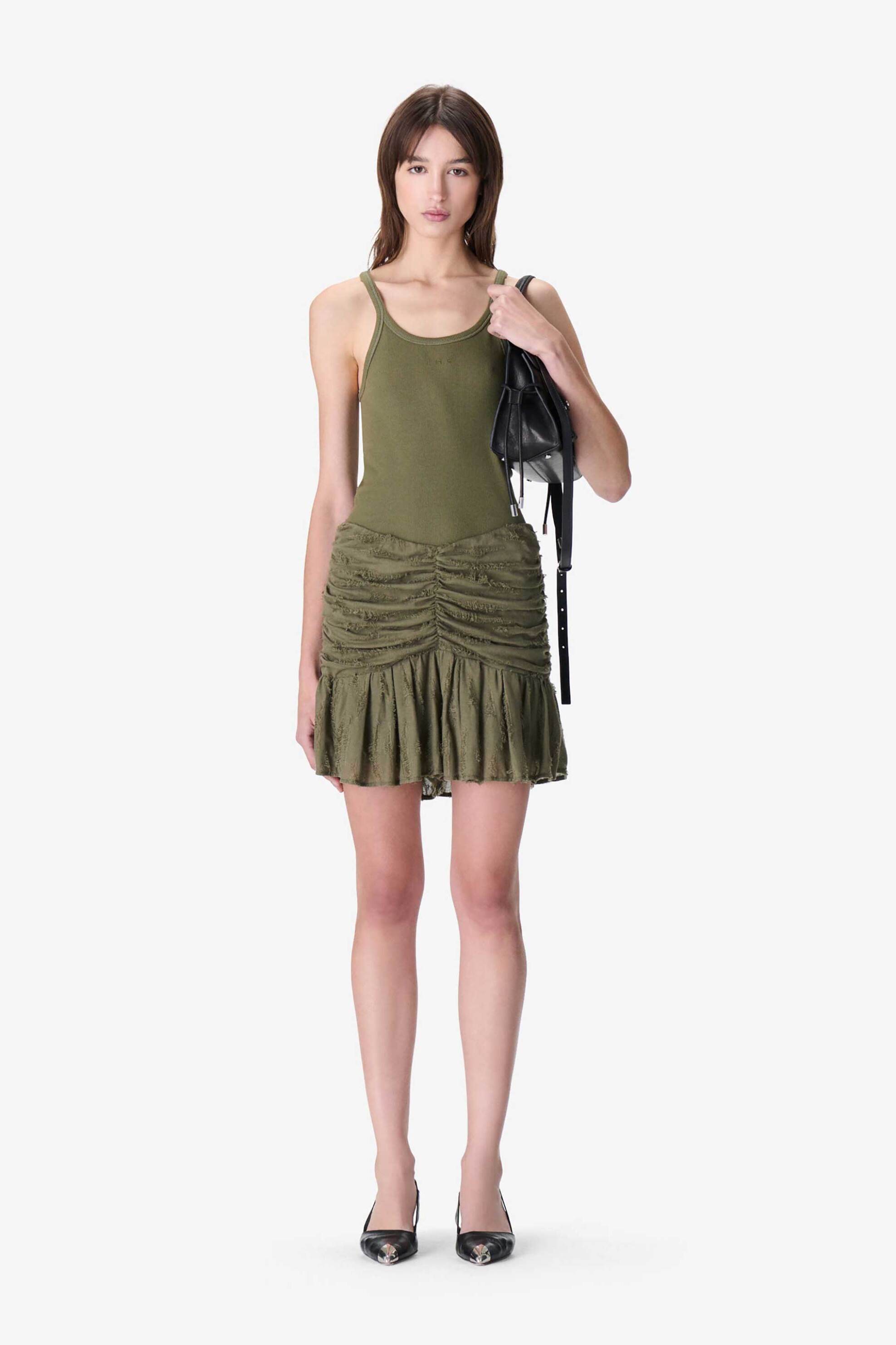 Iro γυναικεία mini φούστα με πιέτες "Hamona" - WP31HAMONA Λαδί