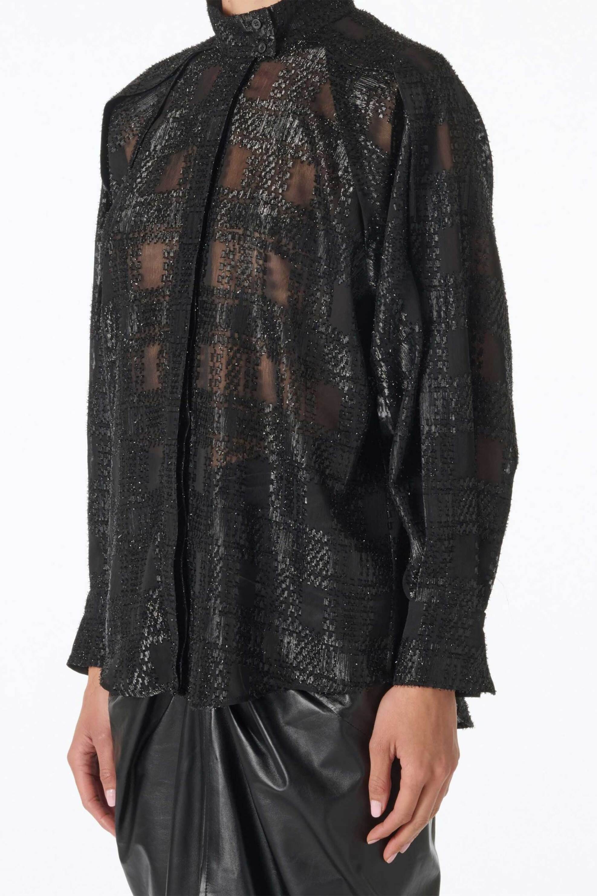 Iro γυναικείο πουκάμισο με ημιδιαφάνεια και lurex λεπτομέρειες "Valmu" - WM18VALMU Μαύρο φωτογραφία