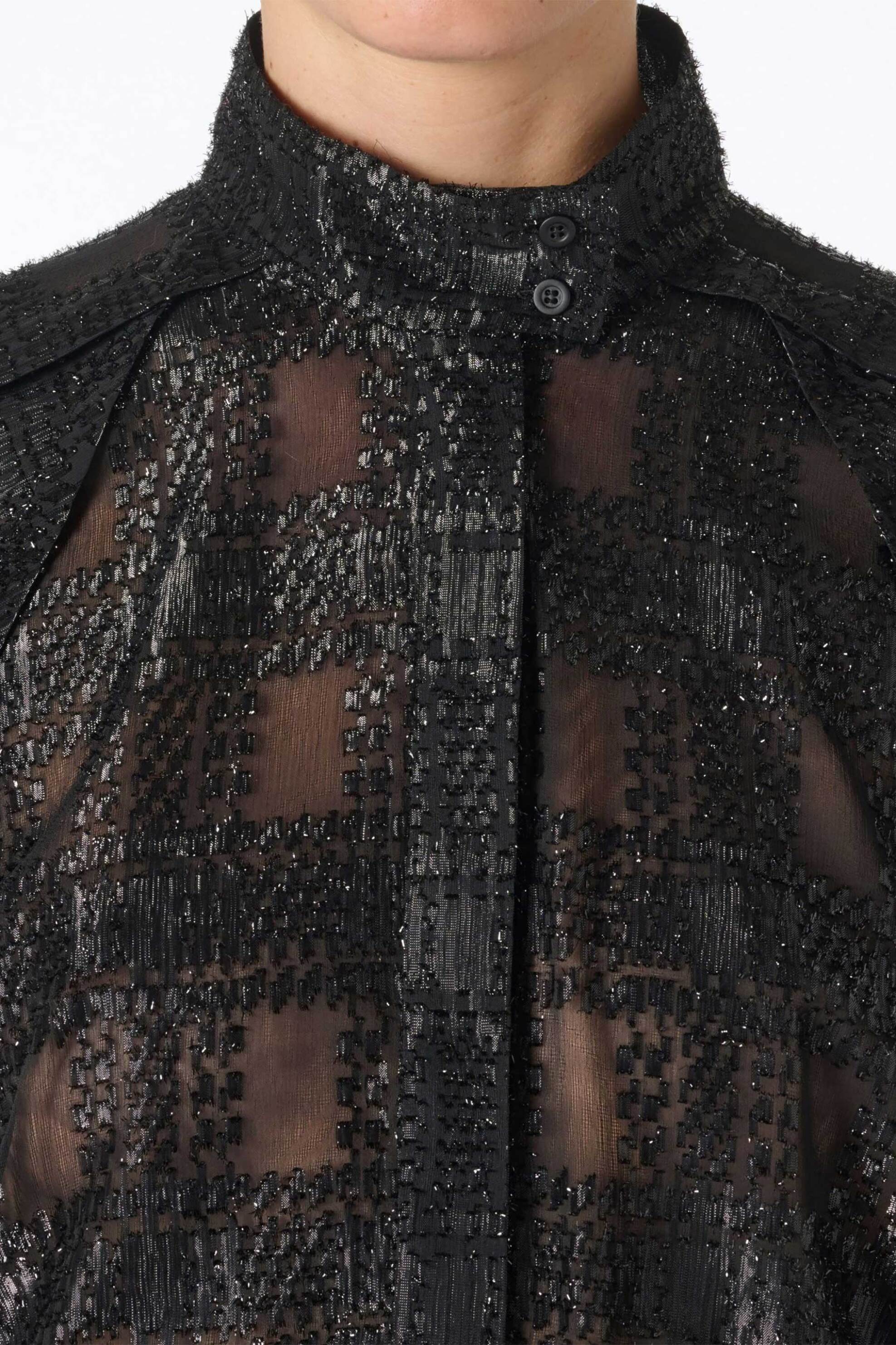 Iro γυναικείο πουκάμισο με ημιδιαφάνεια και lurex λεπτομέρειες "Valmu" - WM18VALMU Μαύρο φωτογραφία